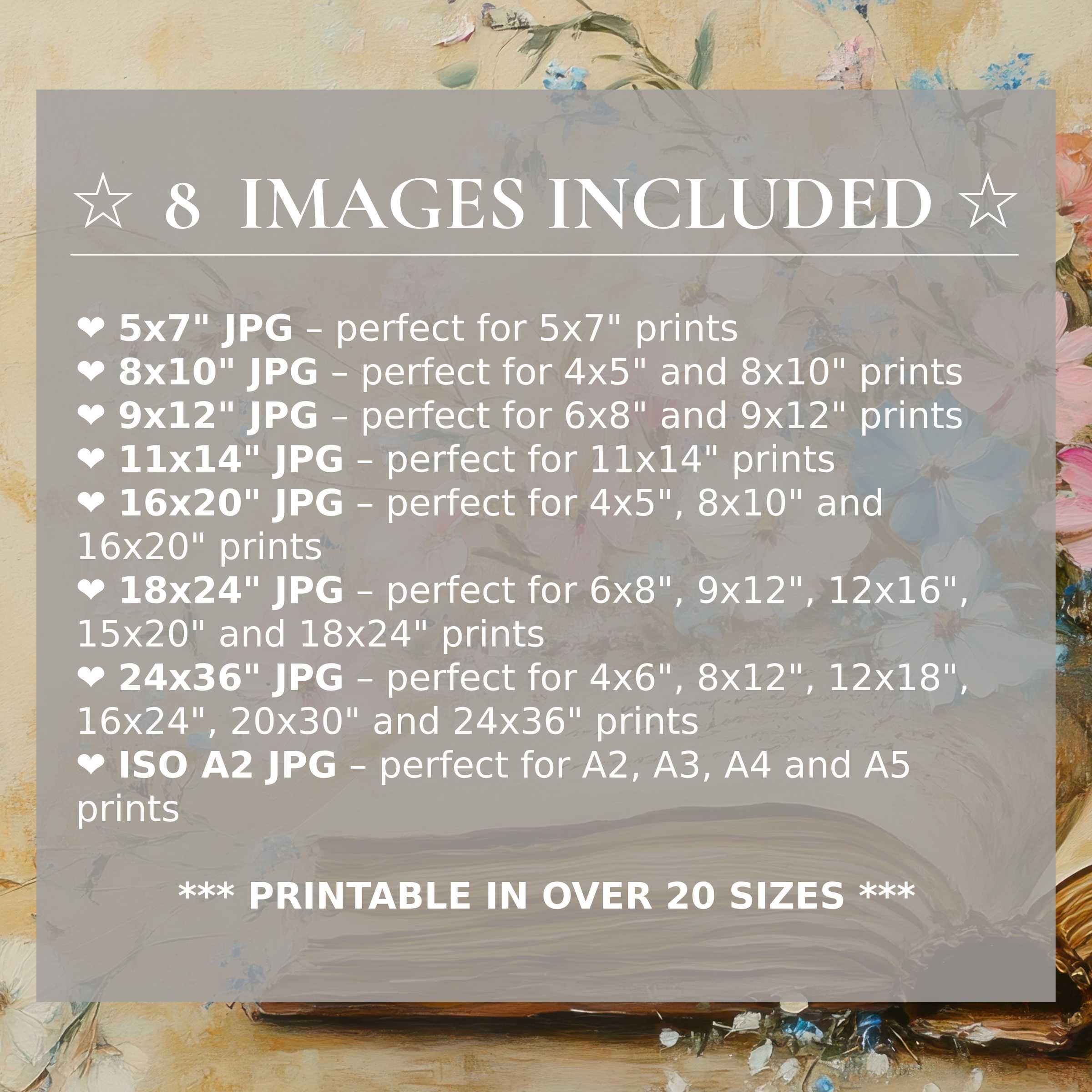 Radiant floral digital print in soft pinks and blues, elevating modern interiors with refined style; includes 8 high-quality sizes