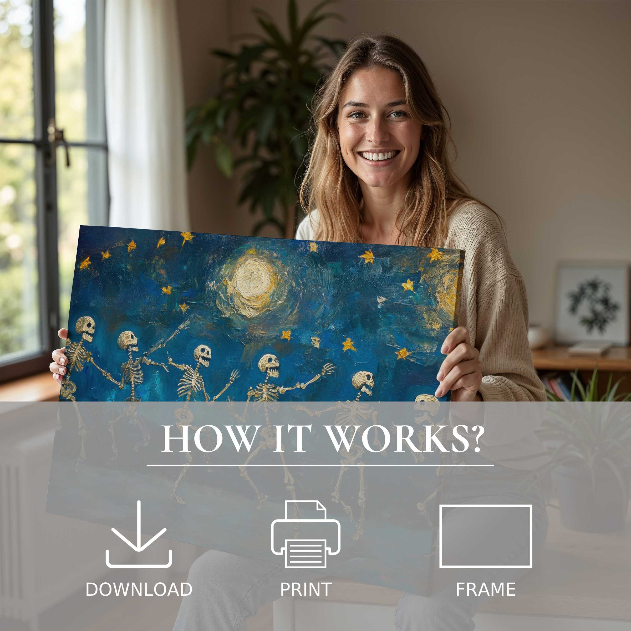Elegant halloween digital art print evokes joy and warmth, transforming a modern home with effortless, timeless connection to art