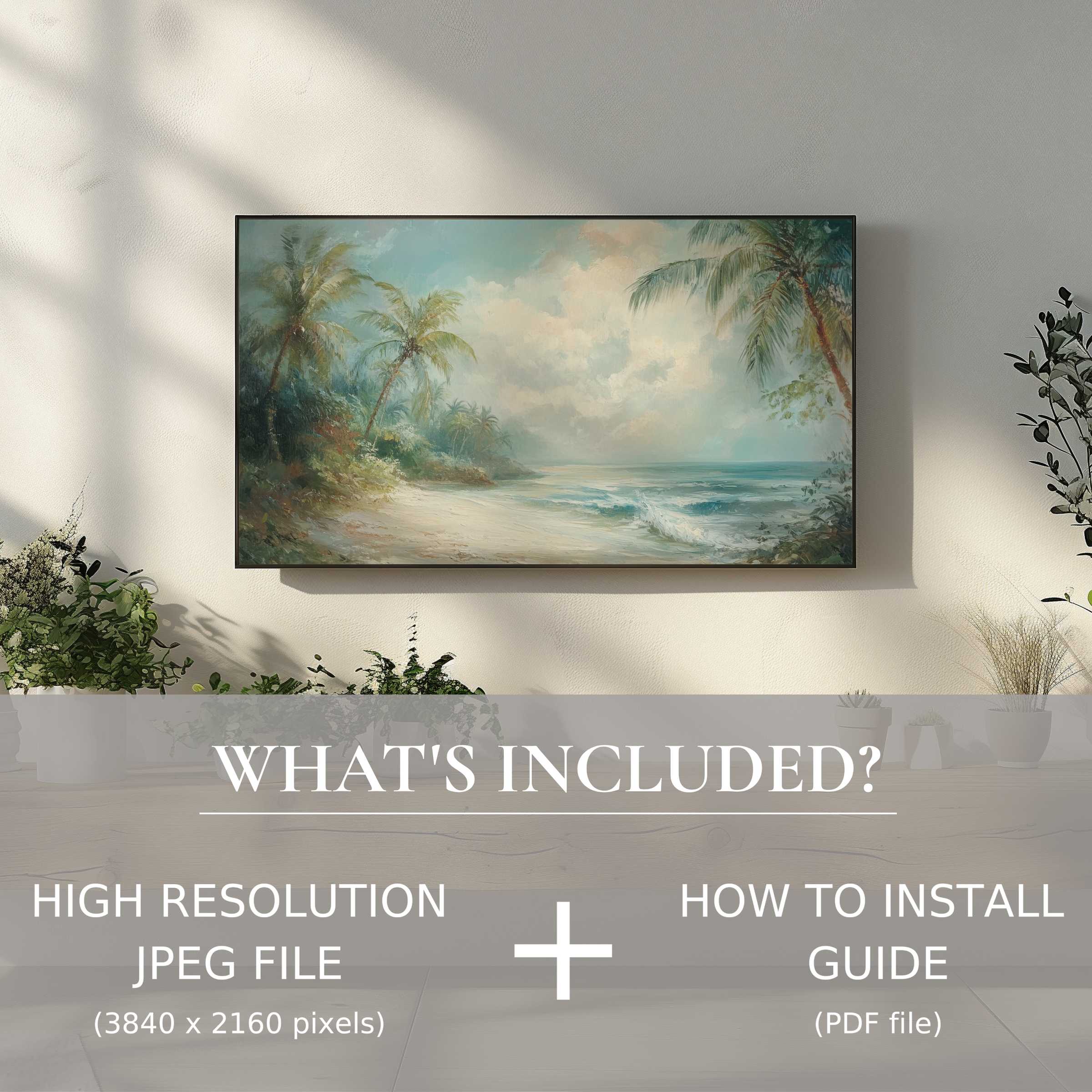 Elegant summer digital TV art download effortlessly elevates your living space with easy, stylish digital use and serene coastal vibes