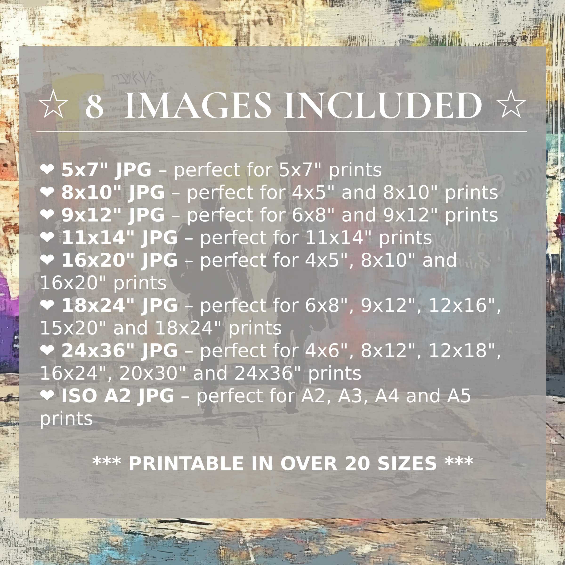 Radiant urban digital print in warm golds, muted grays, and subtle pastels, delivering sophisticated style in 8 included high-quality sizes