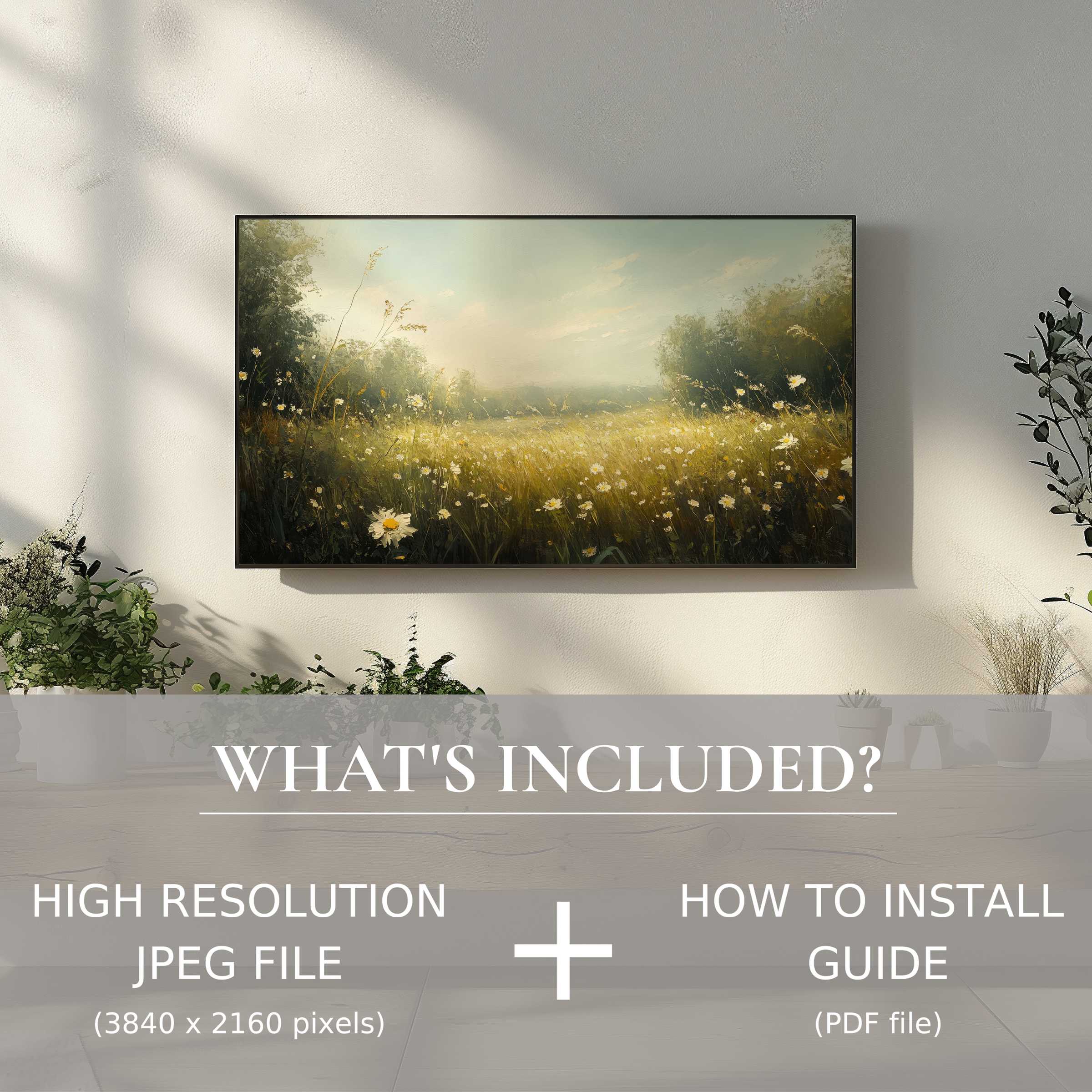 Elegant botanical digital TV art download, enhancing living spaces with easy digital use and serene nature scenes