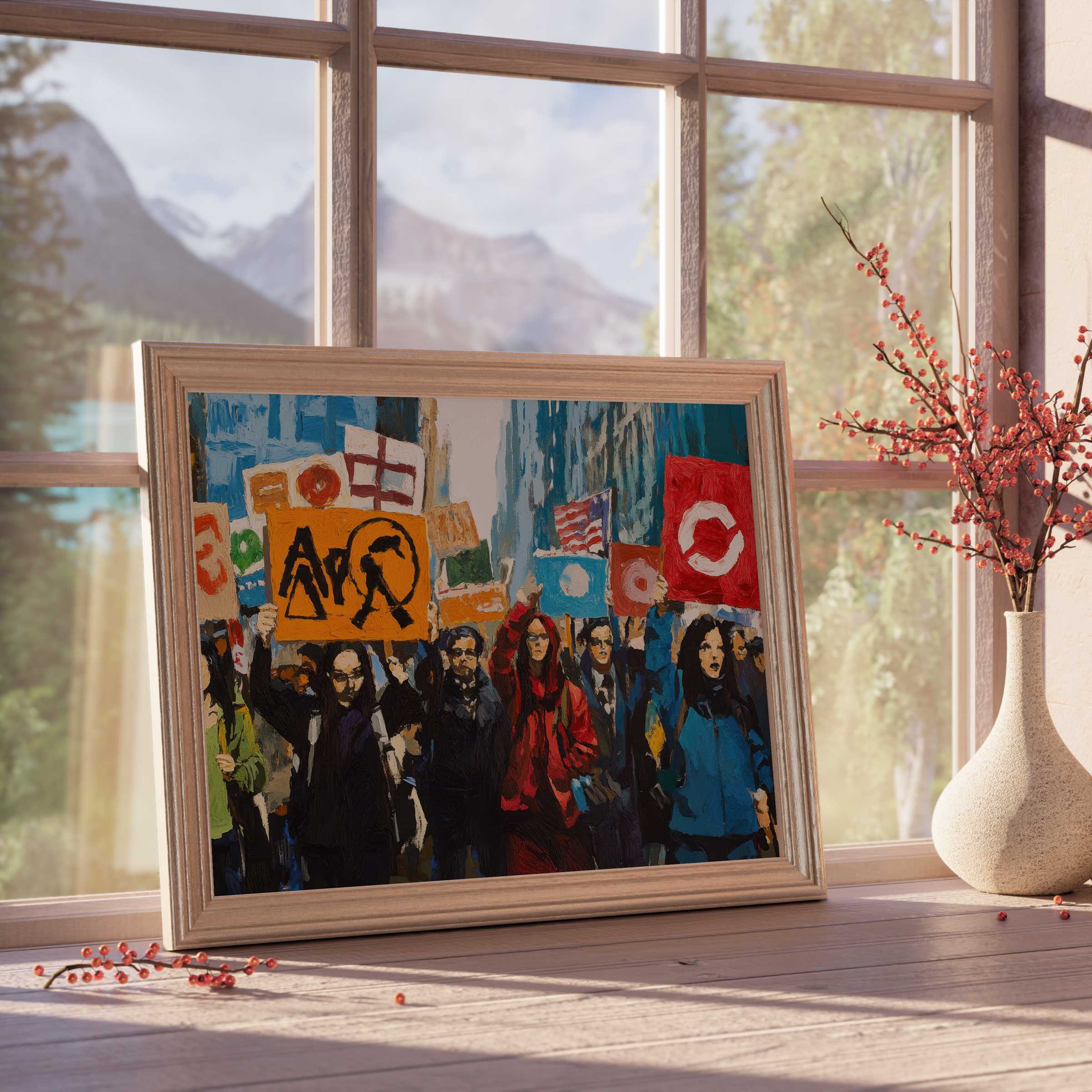Vibrant street art downloadable art capturing powerful voices in motion, perfect for elevating curated, design-forward living spaces