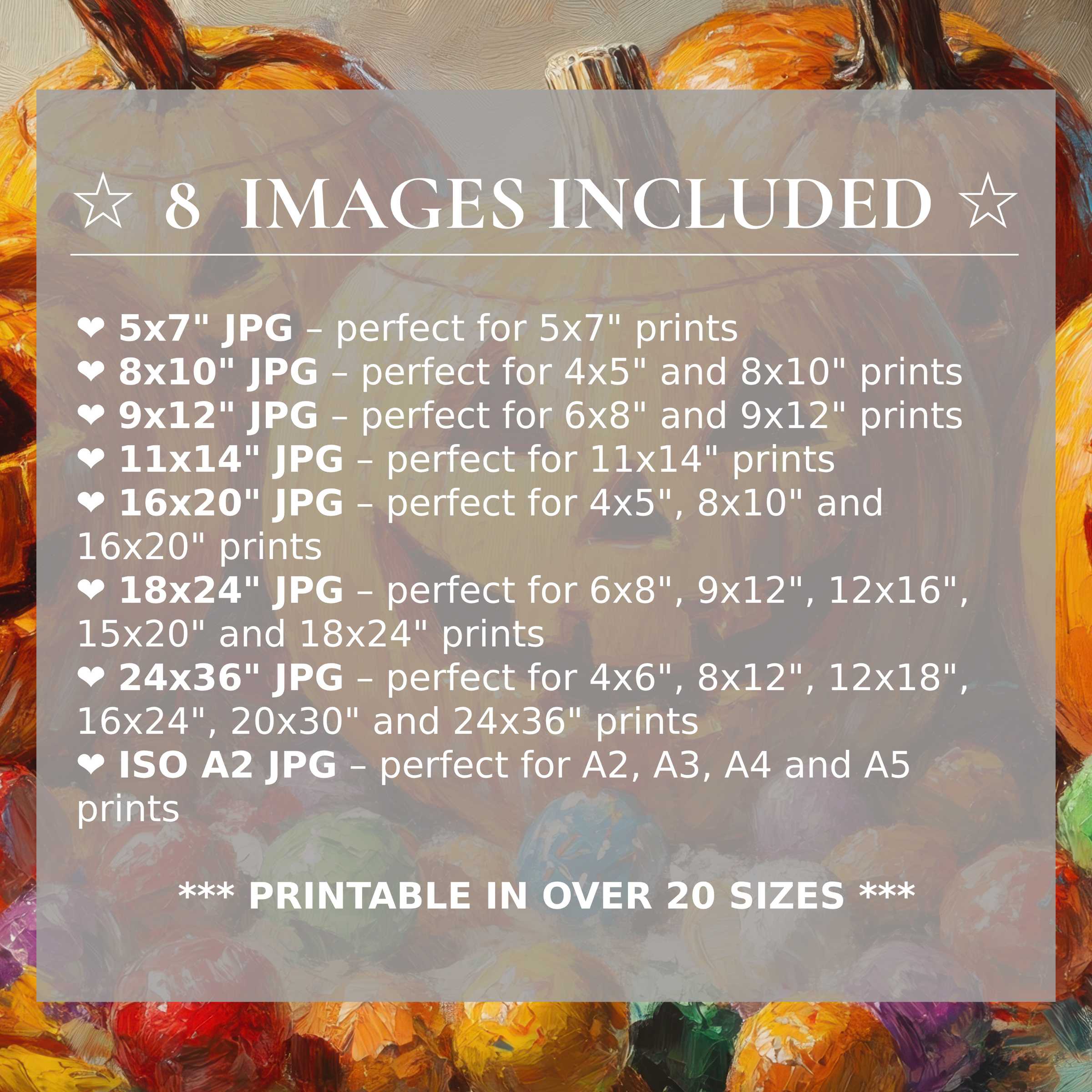 Radiant Halloween digital print in warm orange and amber tones, offered in 8 high-quality sizes included with download for versatile, stylish modern interiors