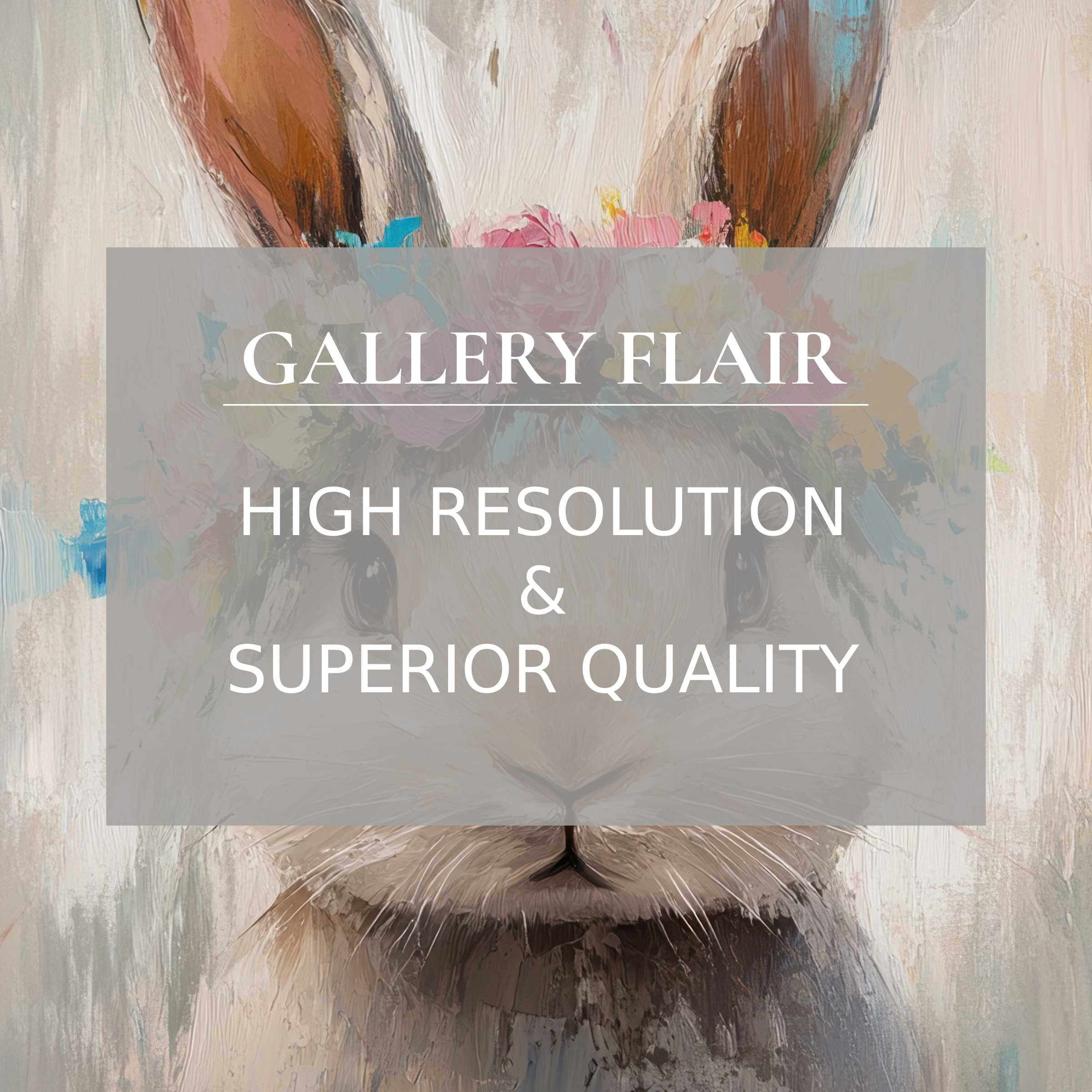 Easter printable art featuring a serene bunny with a floral crown, rendered in exquisite detail to uplift modern, chic interiors
