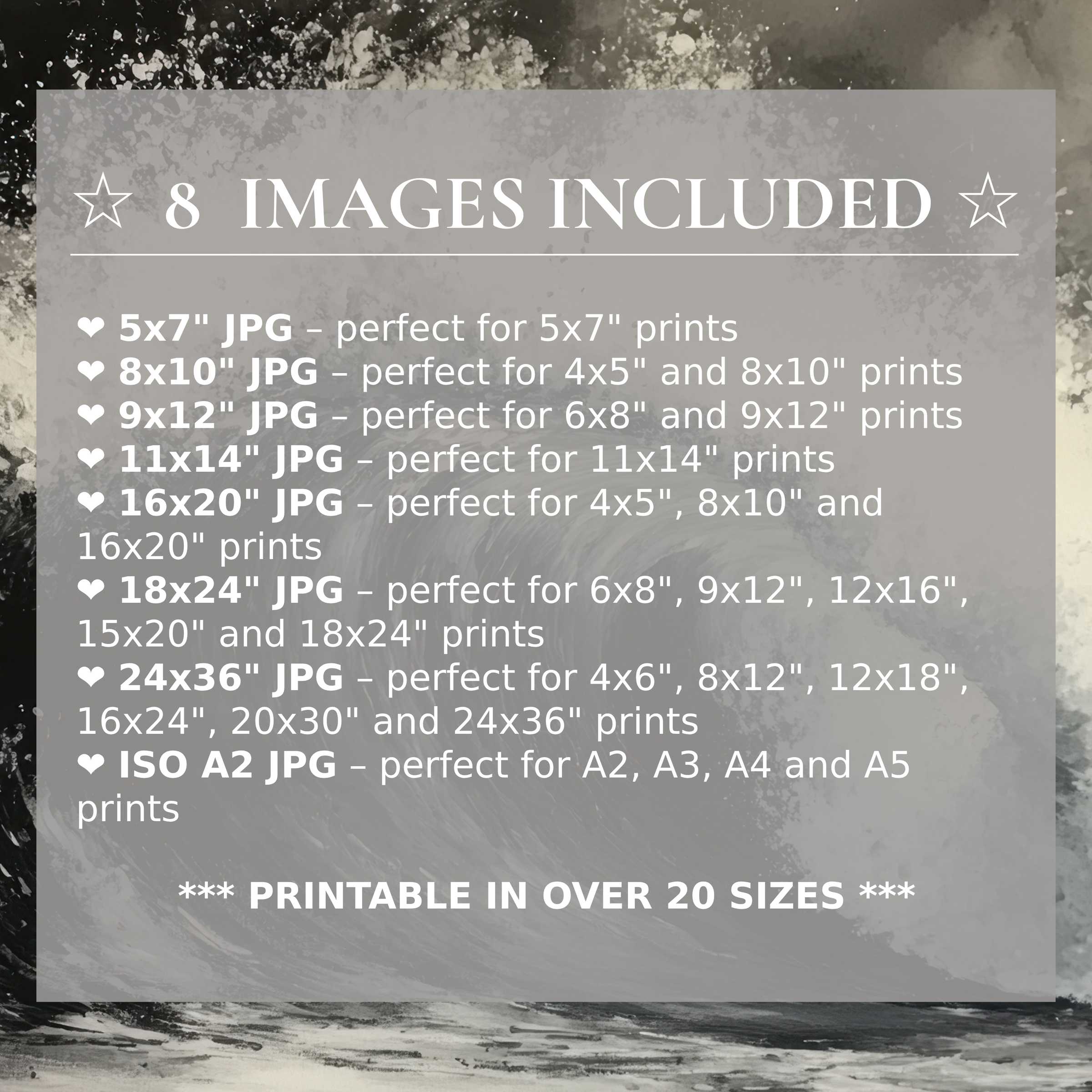 Black and white digital print radiates bold elegance with smoky grays and rich contrast, elevating modern interiors in 8 high-quality sizes included