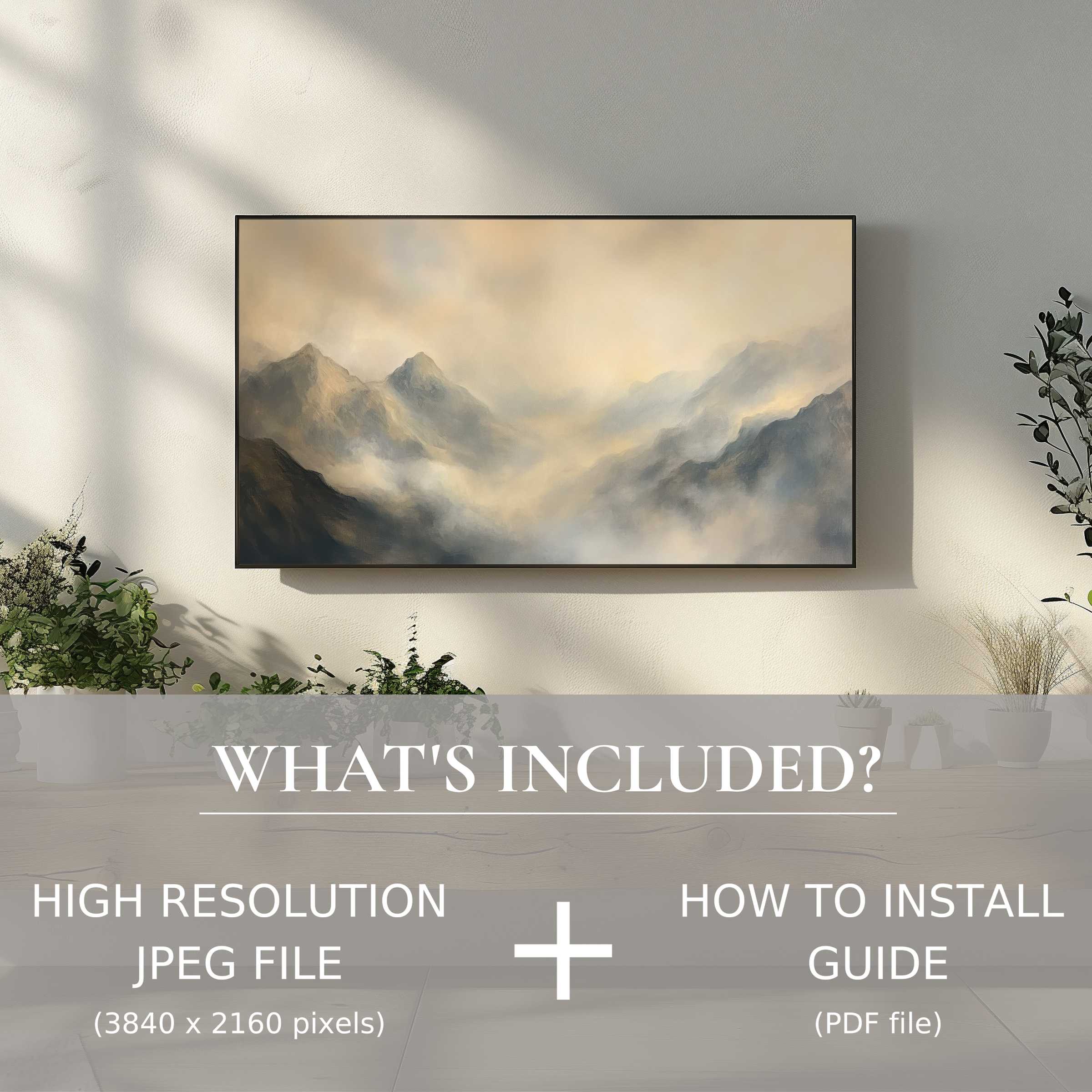 Elegant landscape digital TV art download enhances any modern living space with easy digital use and high-res detail