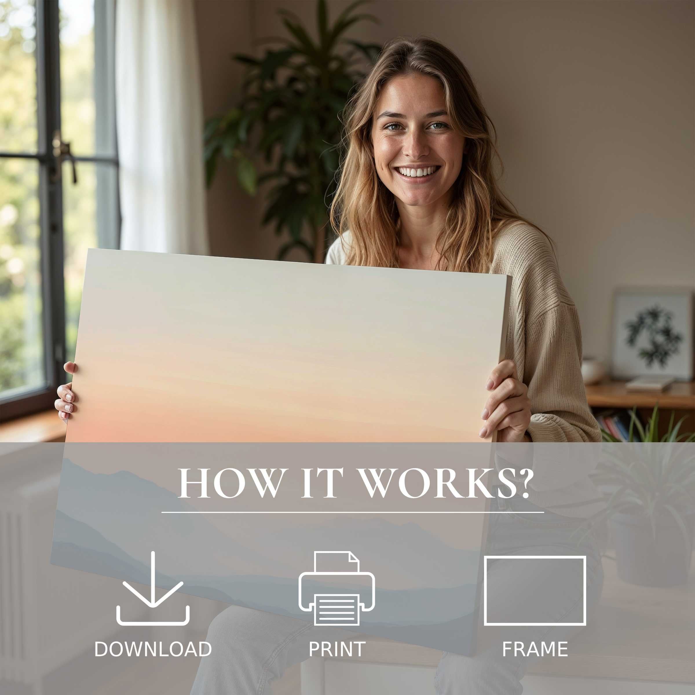 Radiating warmth and harmony, this neutral digital art print evokes serene joy, transforming modern spaces with effortless elegance