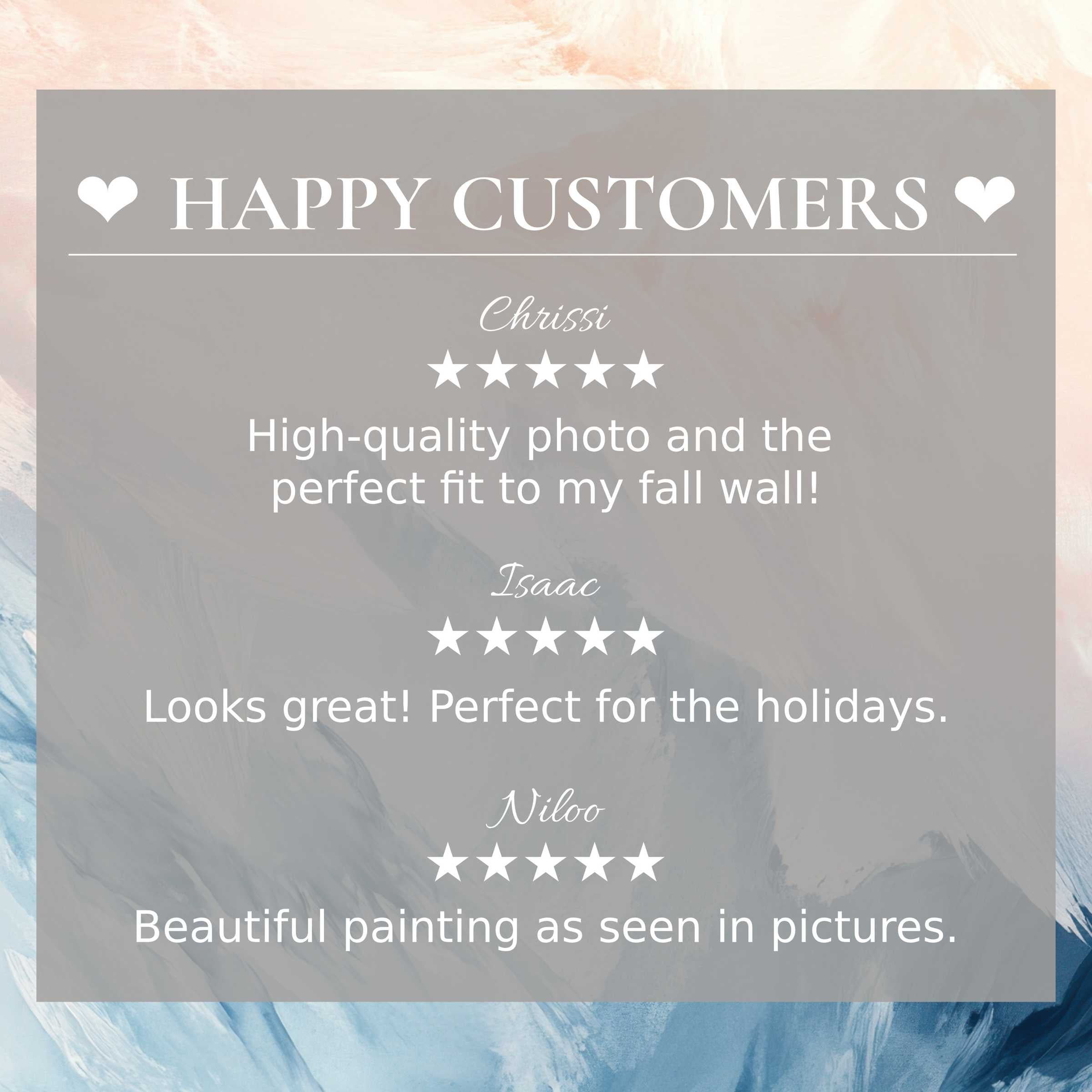 Abstract art for Frame TV with abstract sunset tones; happy customer reviews build trust and highlight elegant design