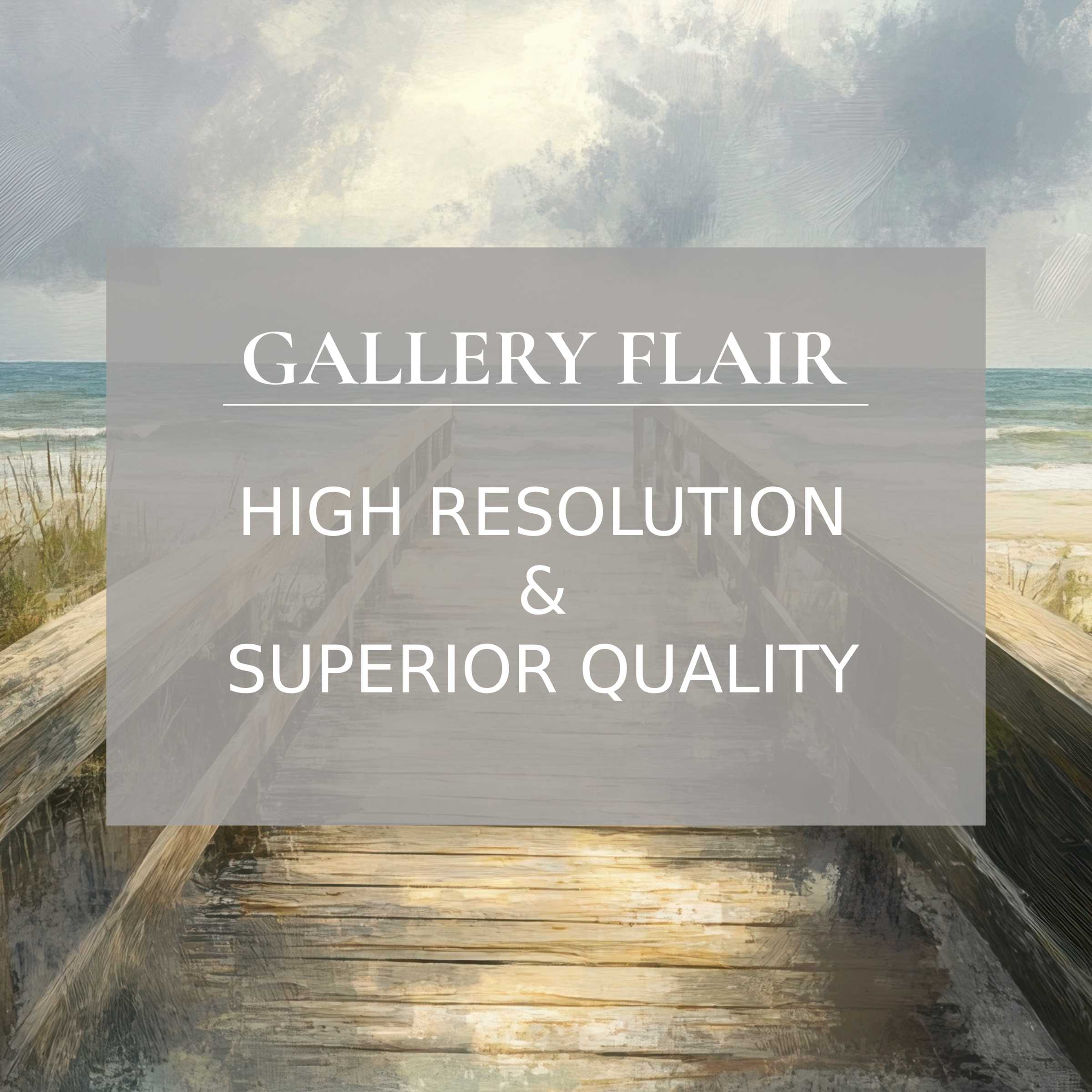 Elegant, high-res beach Frame TV picture of a tranquil boardwalk to the ocean with refined texture and clarity