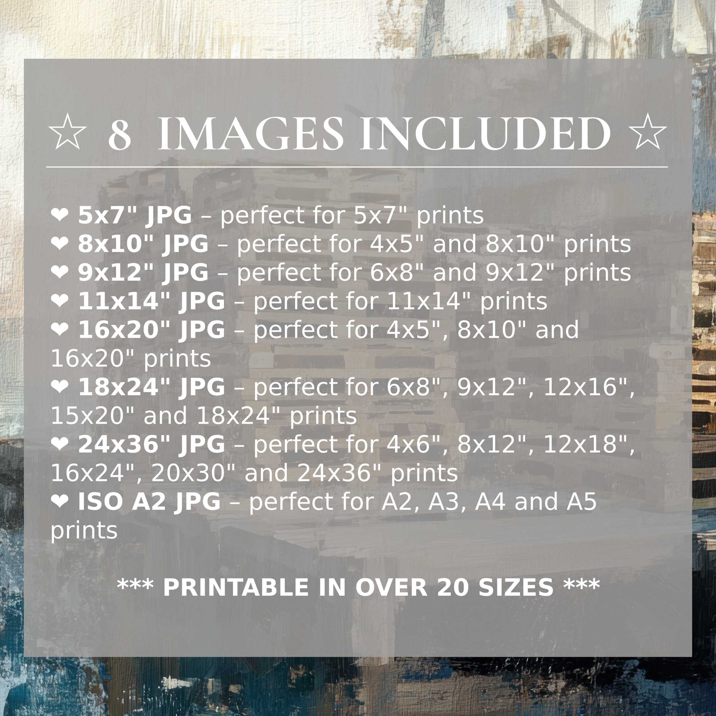 Coastal digital print in calming blues and warm neutrals, elevating modern interiors with radiant style; includes 8 high-quality sizes