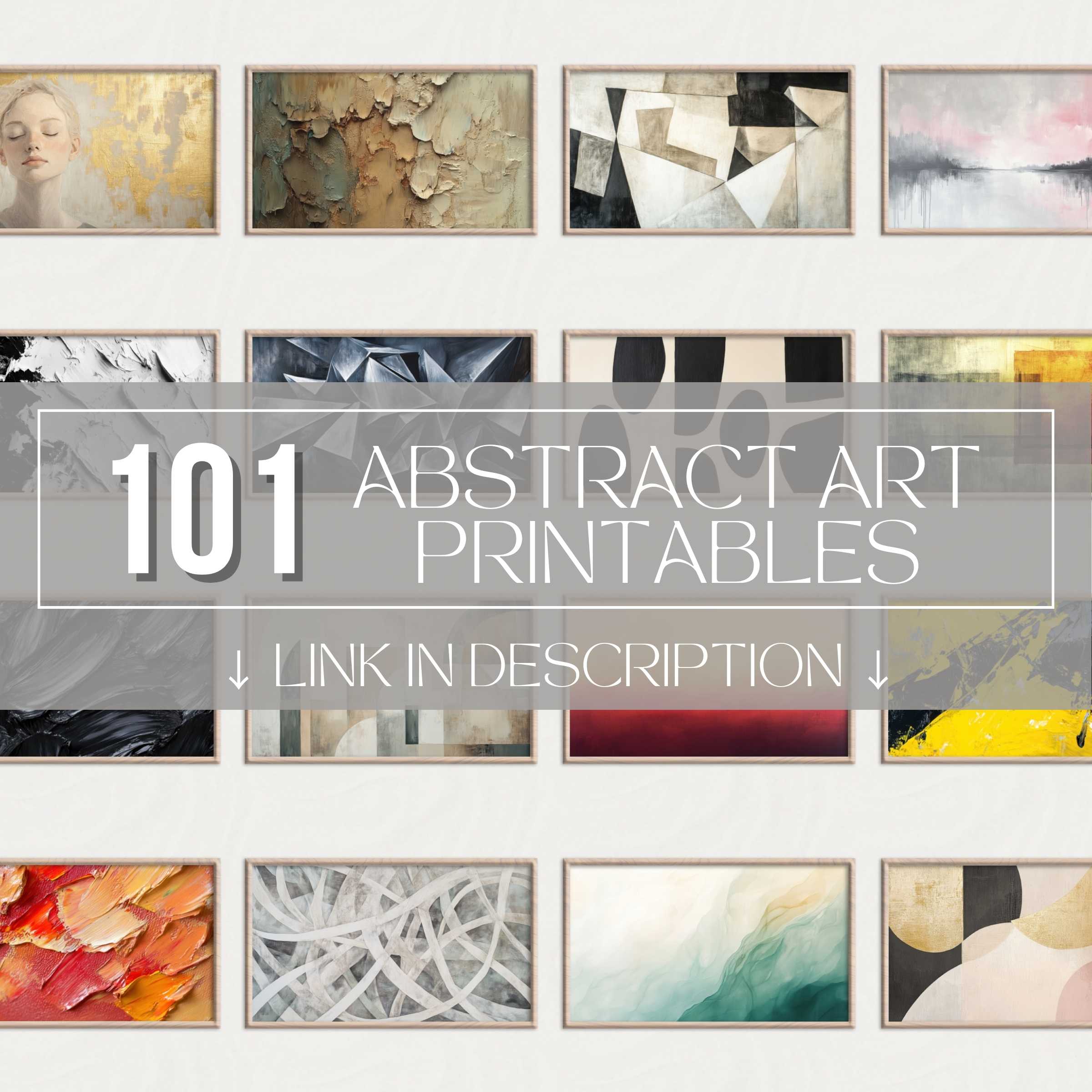Abstract printable wall art set showcasing textured, tonal, and fluid designs for a curated, sophisticated gallery wall