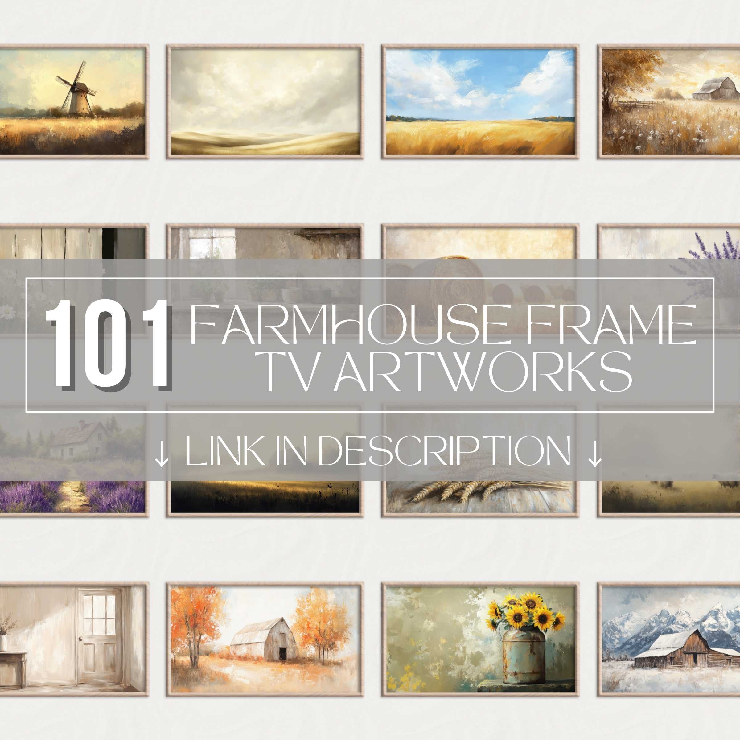 Elegant farmhouse Frame TV art set showcasing diverse, serene rural scenes in a modern, stylish layout for refined decor