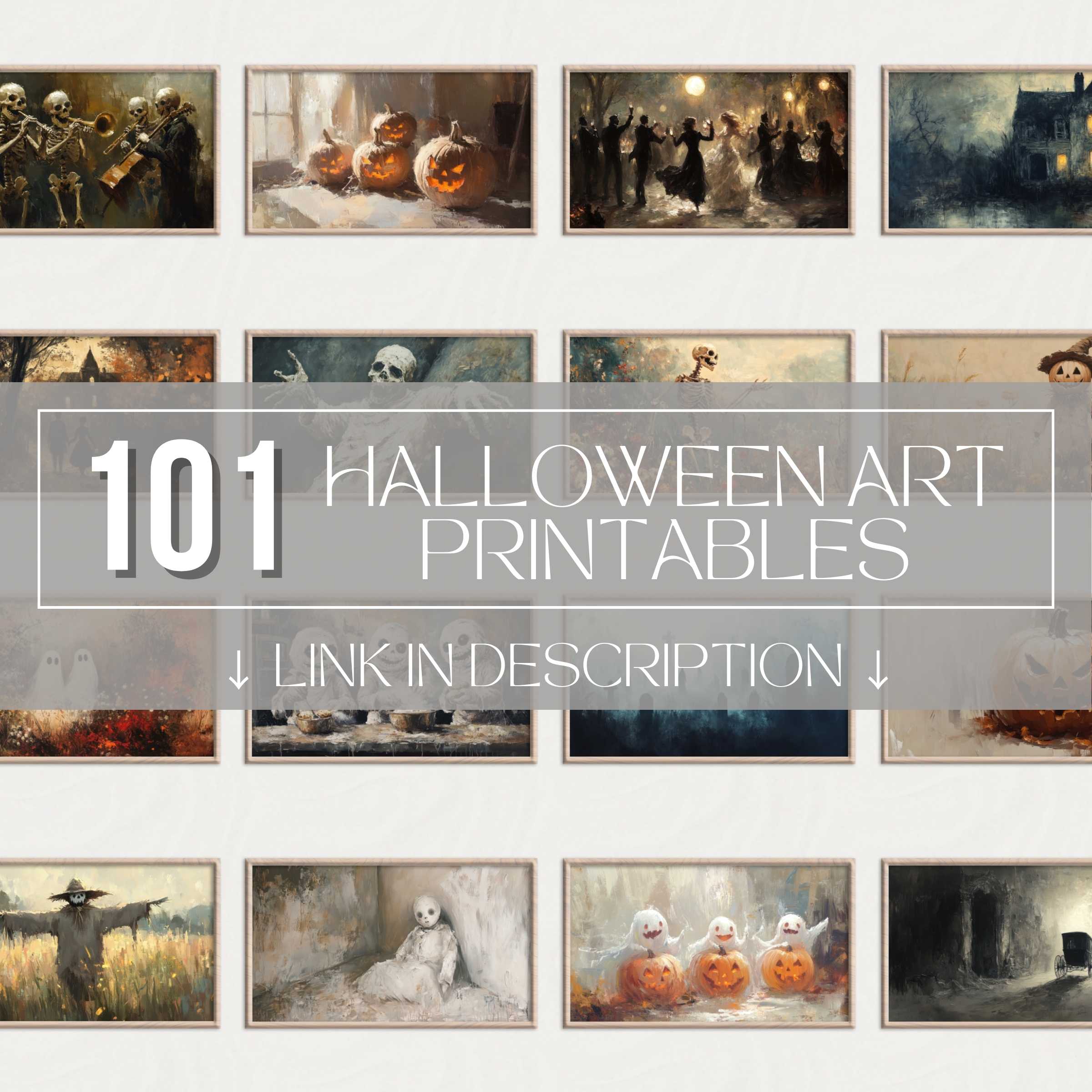 Elegant halloween printable wall art set blending vintage charm and moody autumnal tones for a stunning curated gallery wall