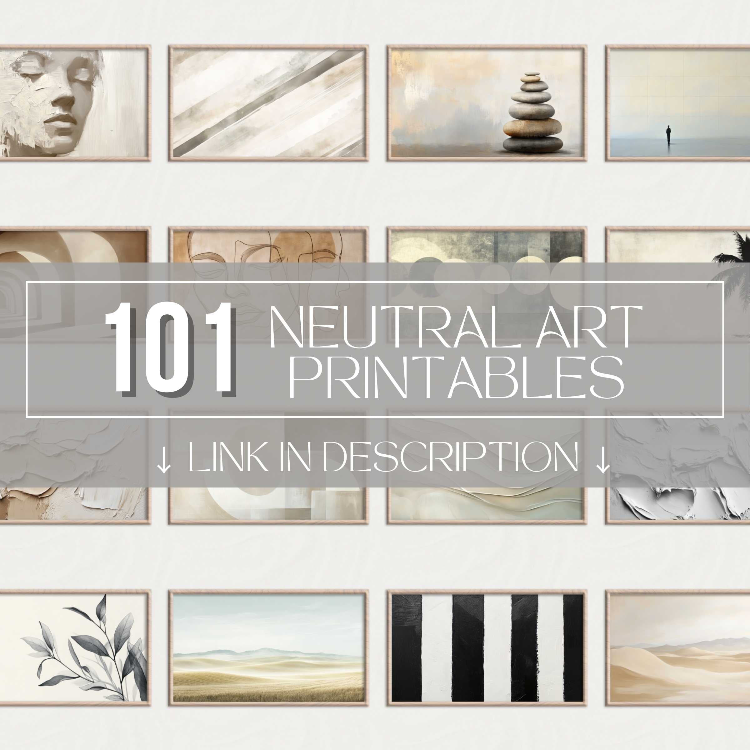 Serene neutral printable wall art set curated for refined gallery walls, blending soft textures, muted tones, and modern minimalist elegance