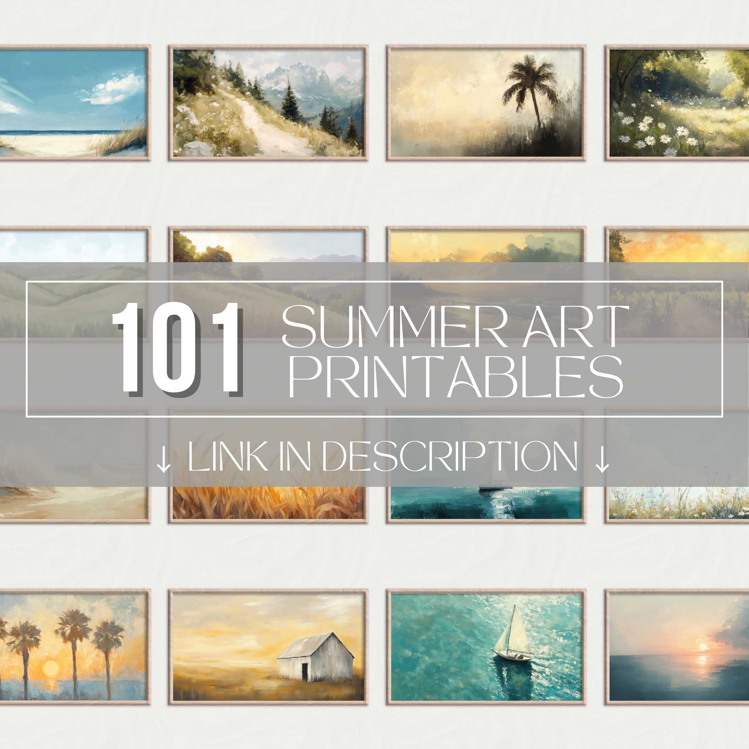 Curated summer wall art print set in bright, uplifting tones, perfect for seasonal home decor