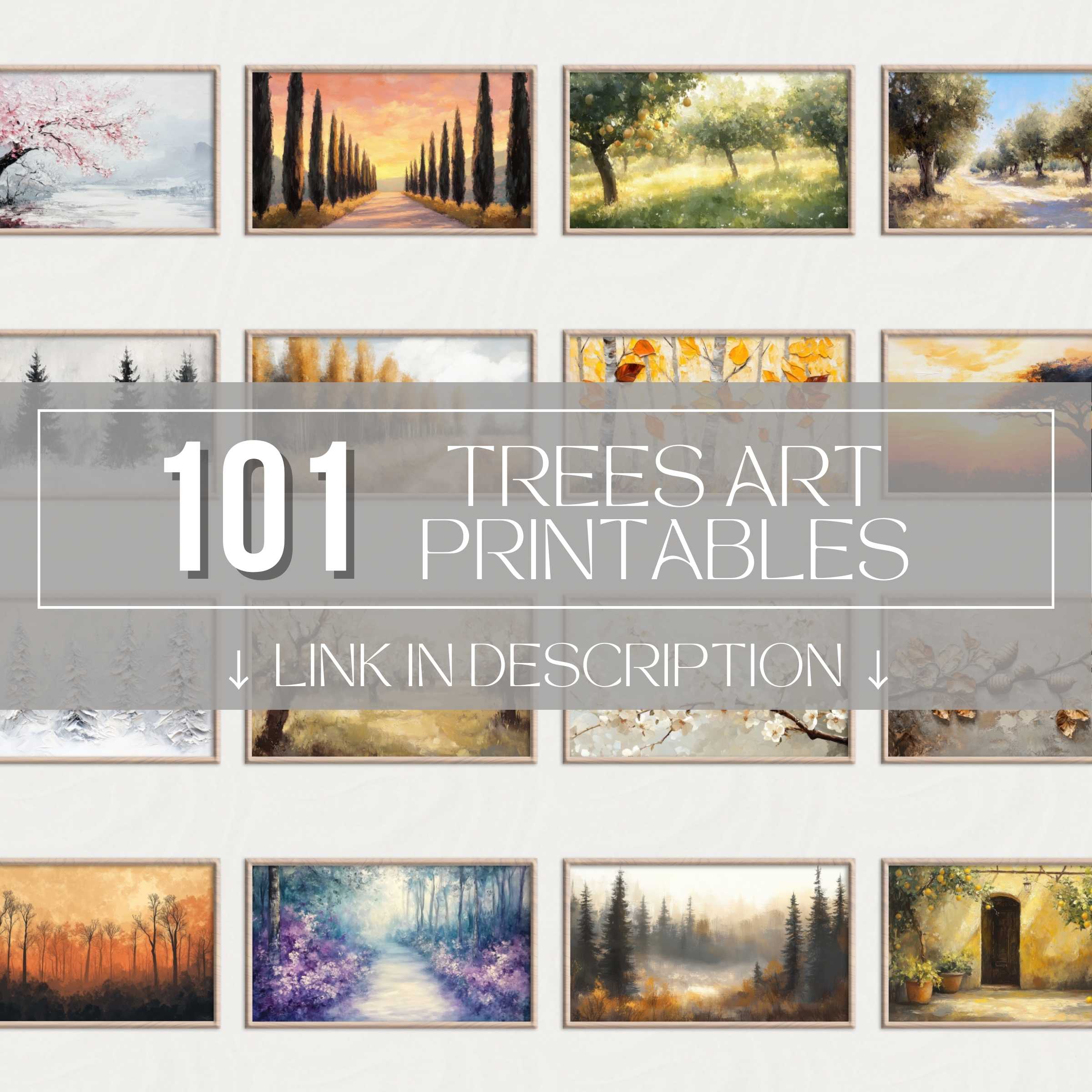 Elegant trees printable wall art set showcasing serene landscapes and seasonal hues for a refined, cohesive gallery wall