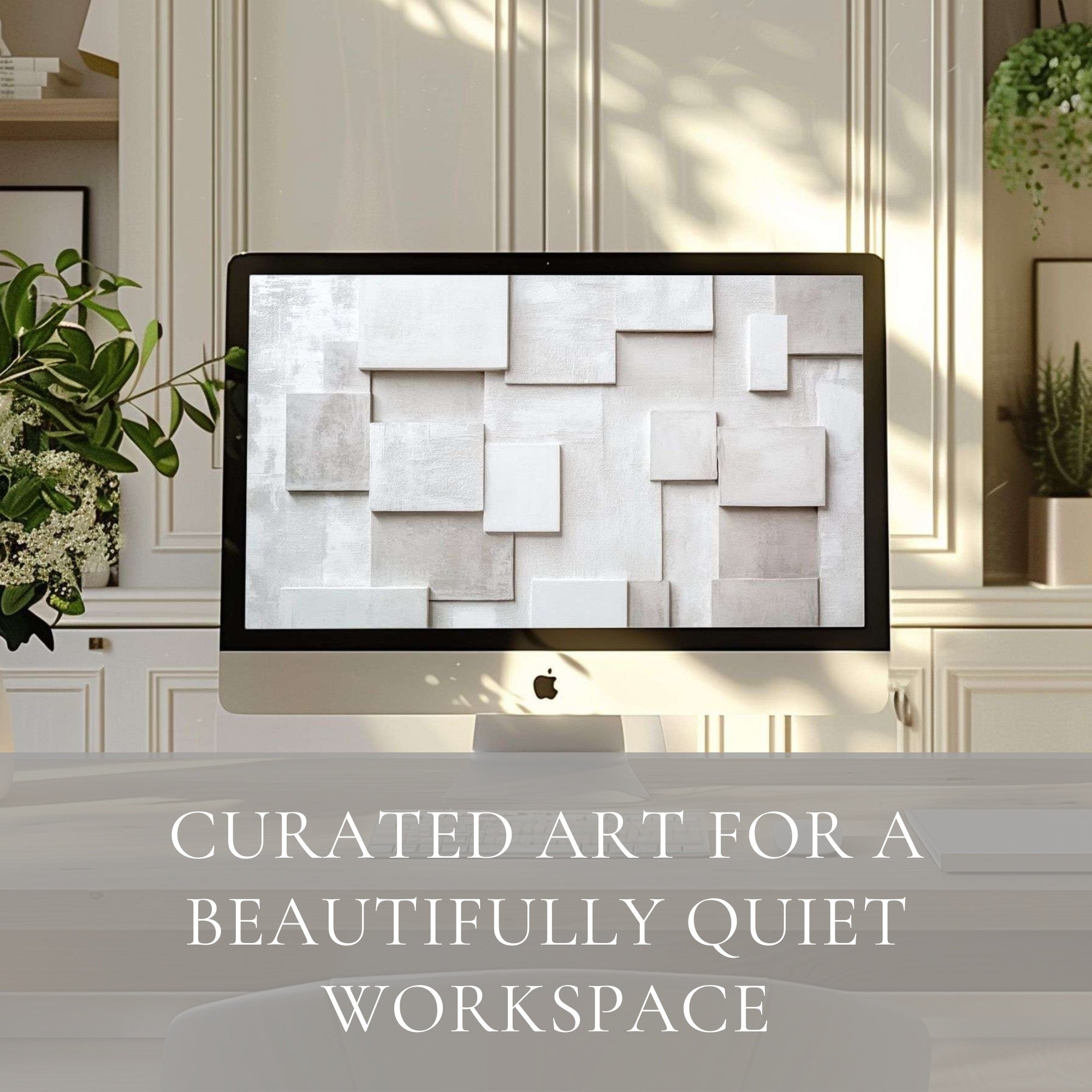 Abstract Desktop Backgrounds – soft abstract shapes in muted neutral tones for a calm modern workspace