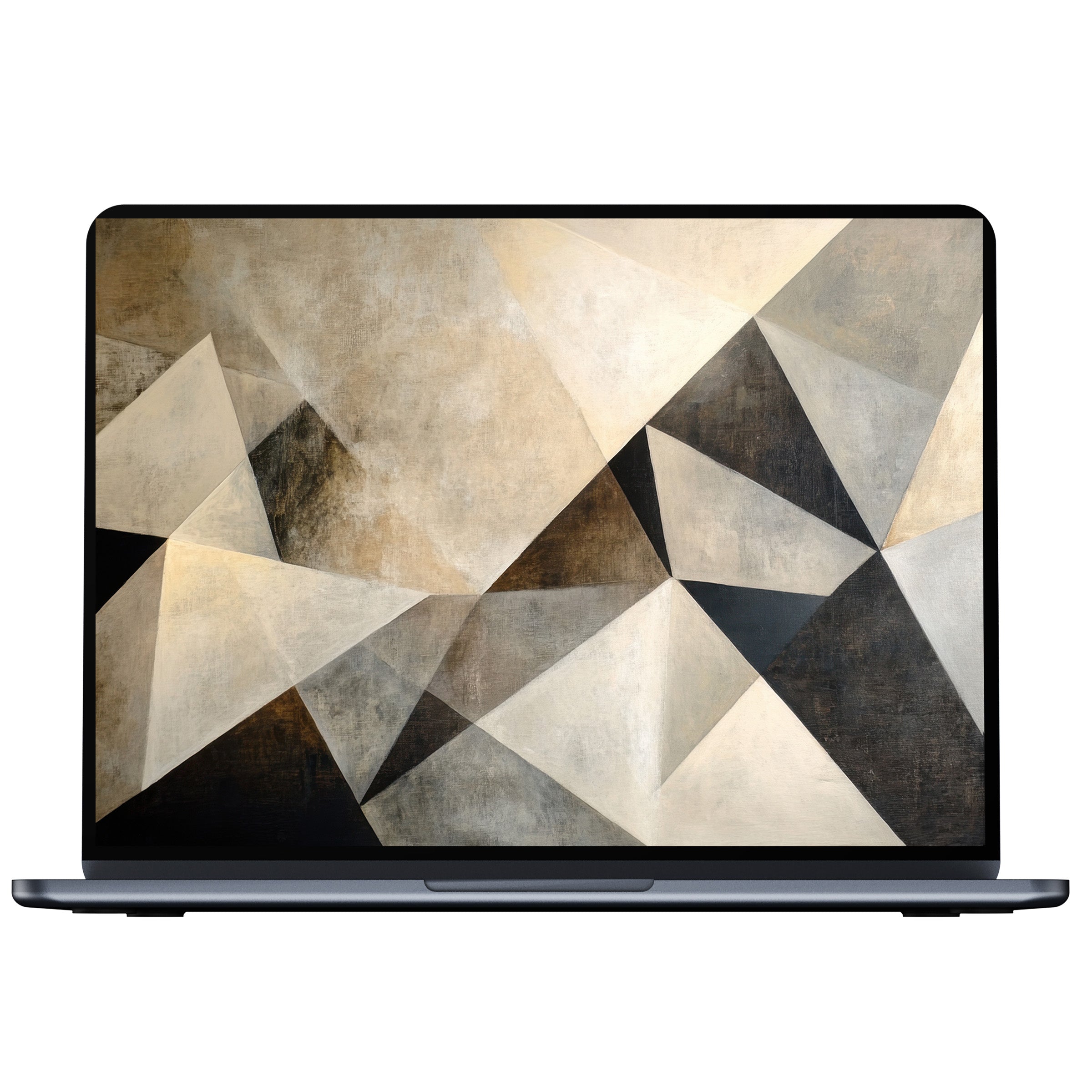 Elegant abstract desktop wallpaper with geometric textures in earthy tones, perfect digital download for PC, laptop, or Mac