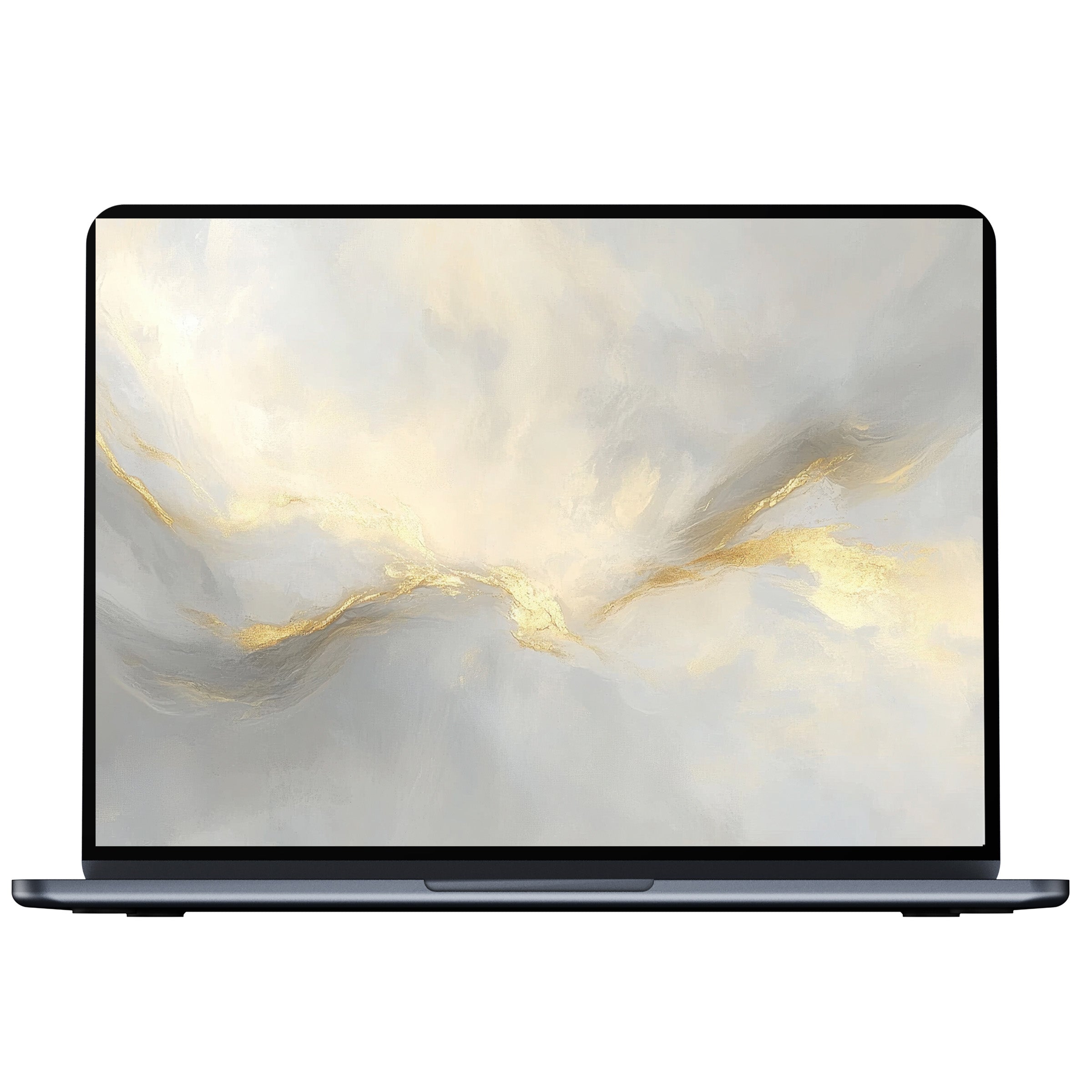 Elegant abstract desktop wallpaper with soft gold and gray swirls inspires calm on PC or laptop digital download art