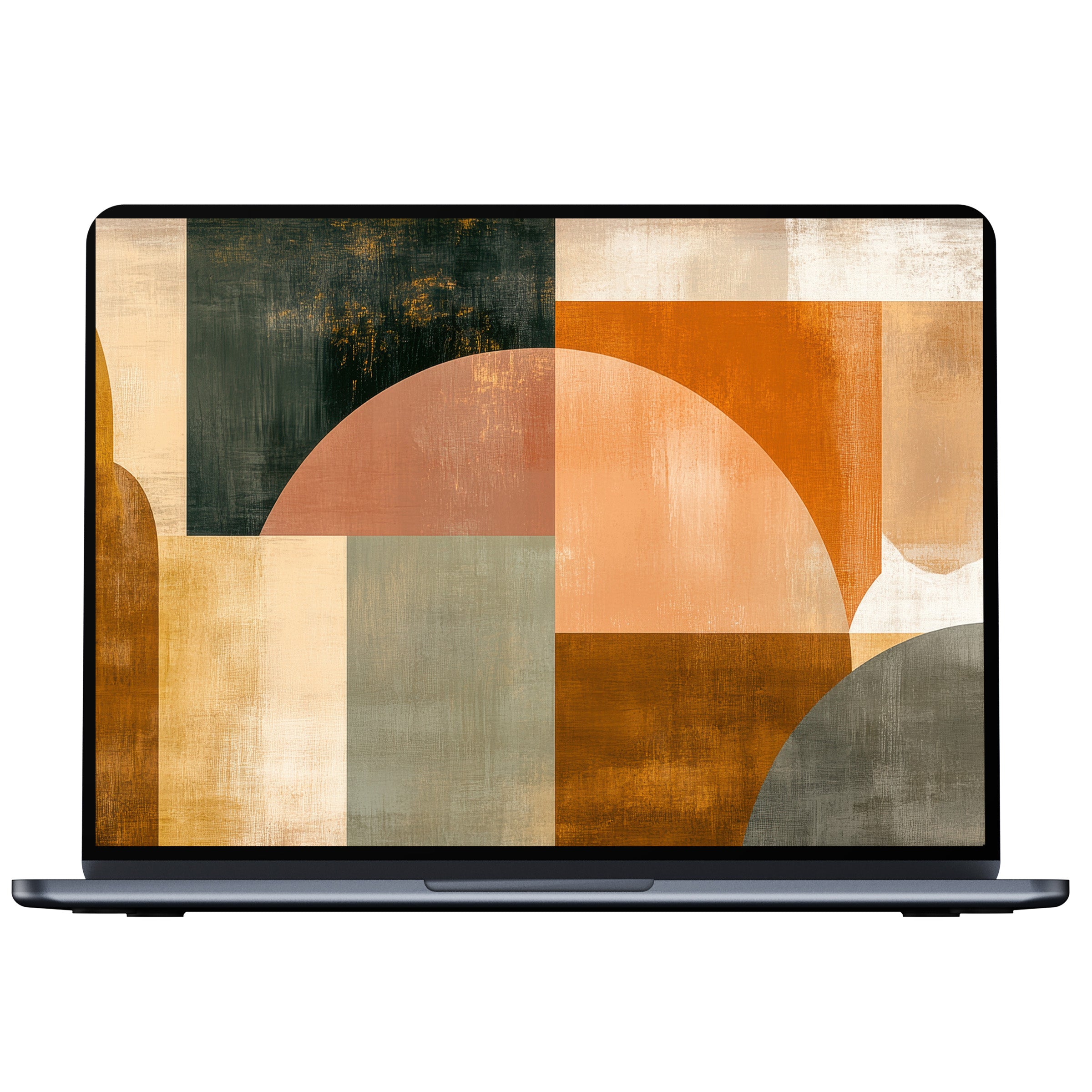 Abstract desktop wallpaper with earthy tones and geometric shapes offers calm and elegance for PC, laptop, digital download use