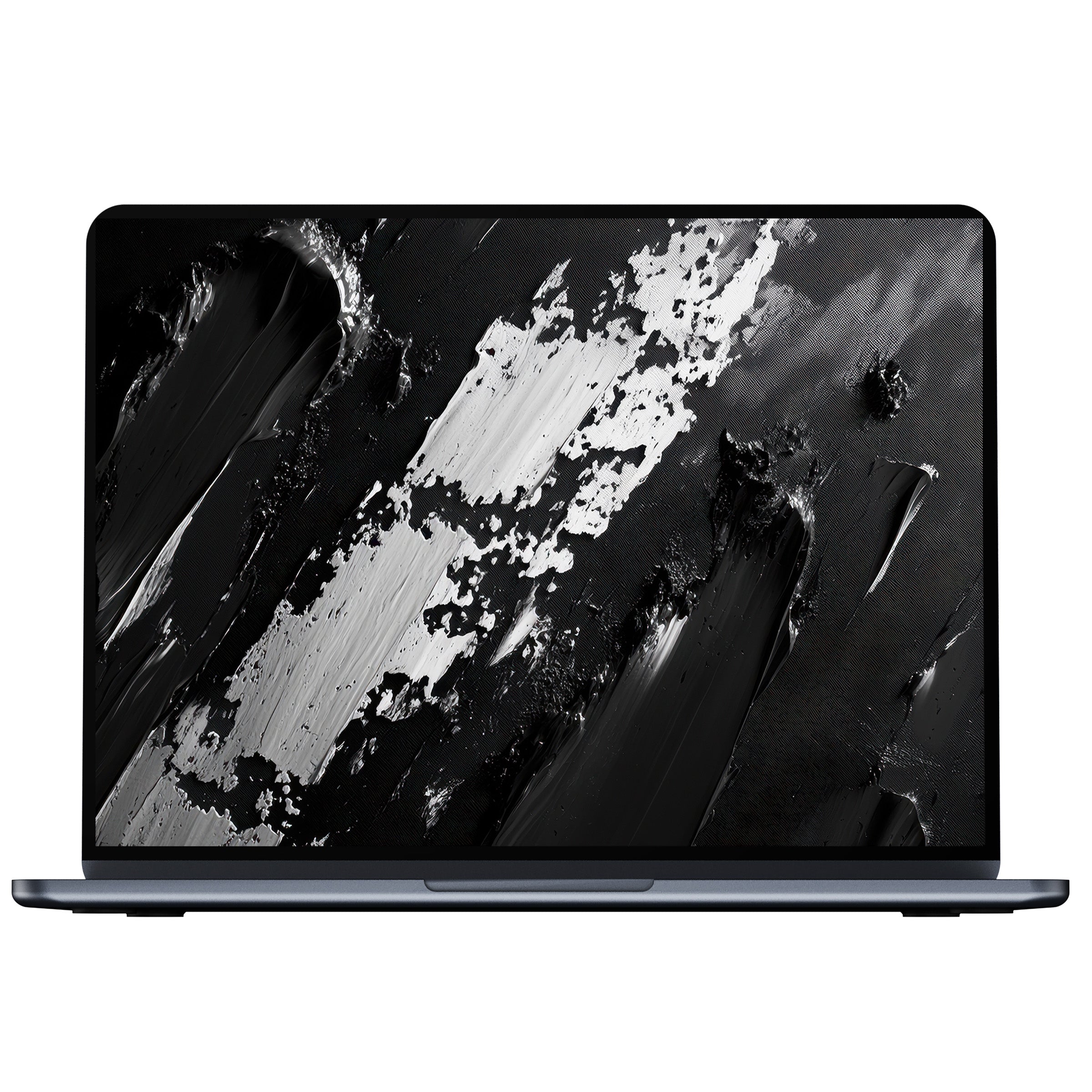 Elegant abstract desktop wallpaper in black and white brush strokes offers a calming digital download for PC and laptop users seeking inspiration