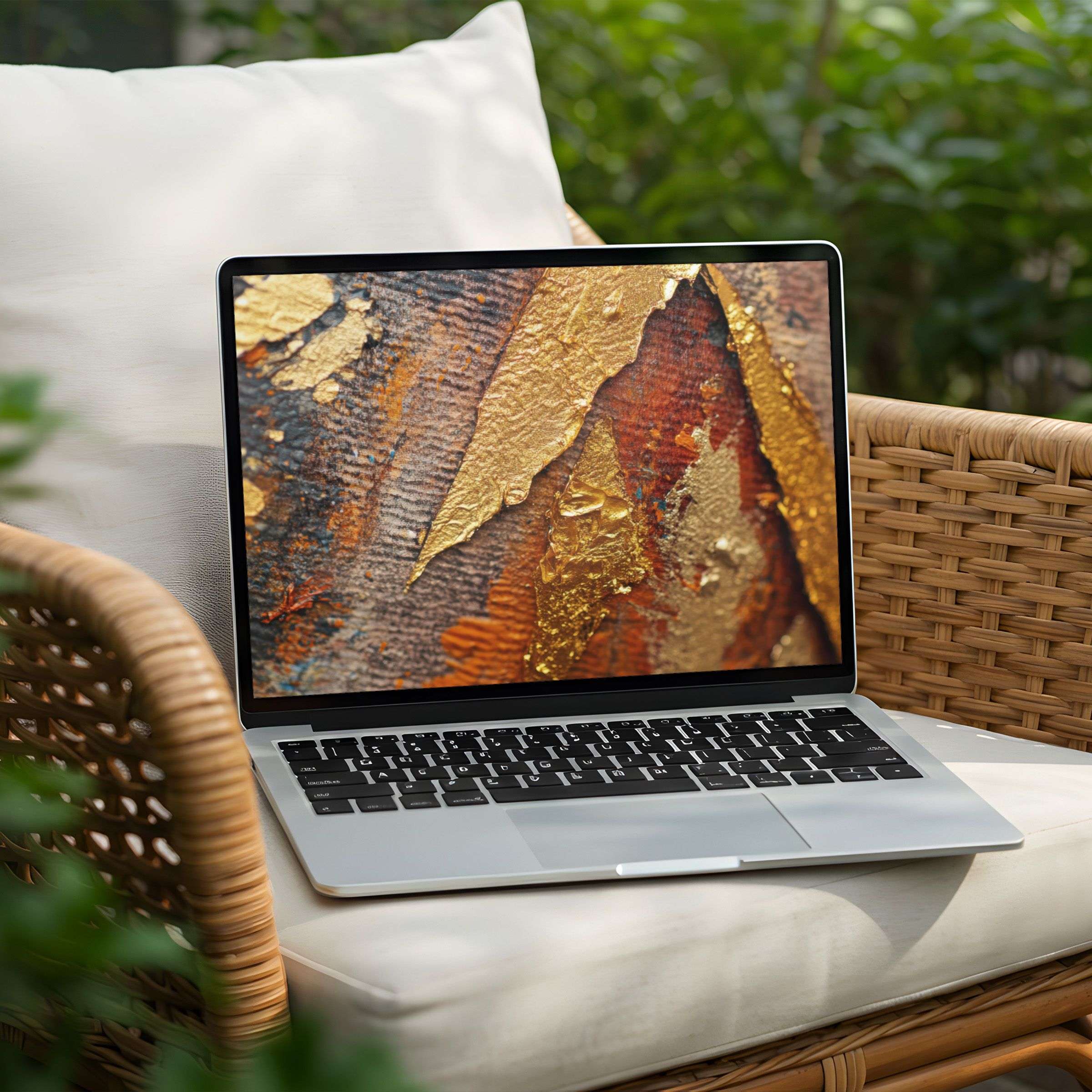 Luxurious gold and rust textures create a stunning desktop background for instant download on PC and Laptop inspiring calm elegance