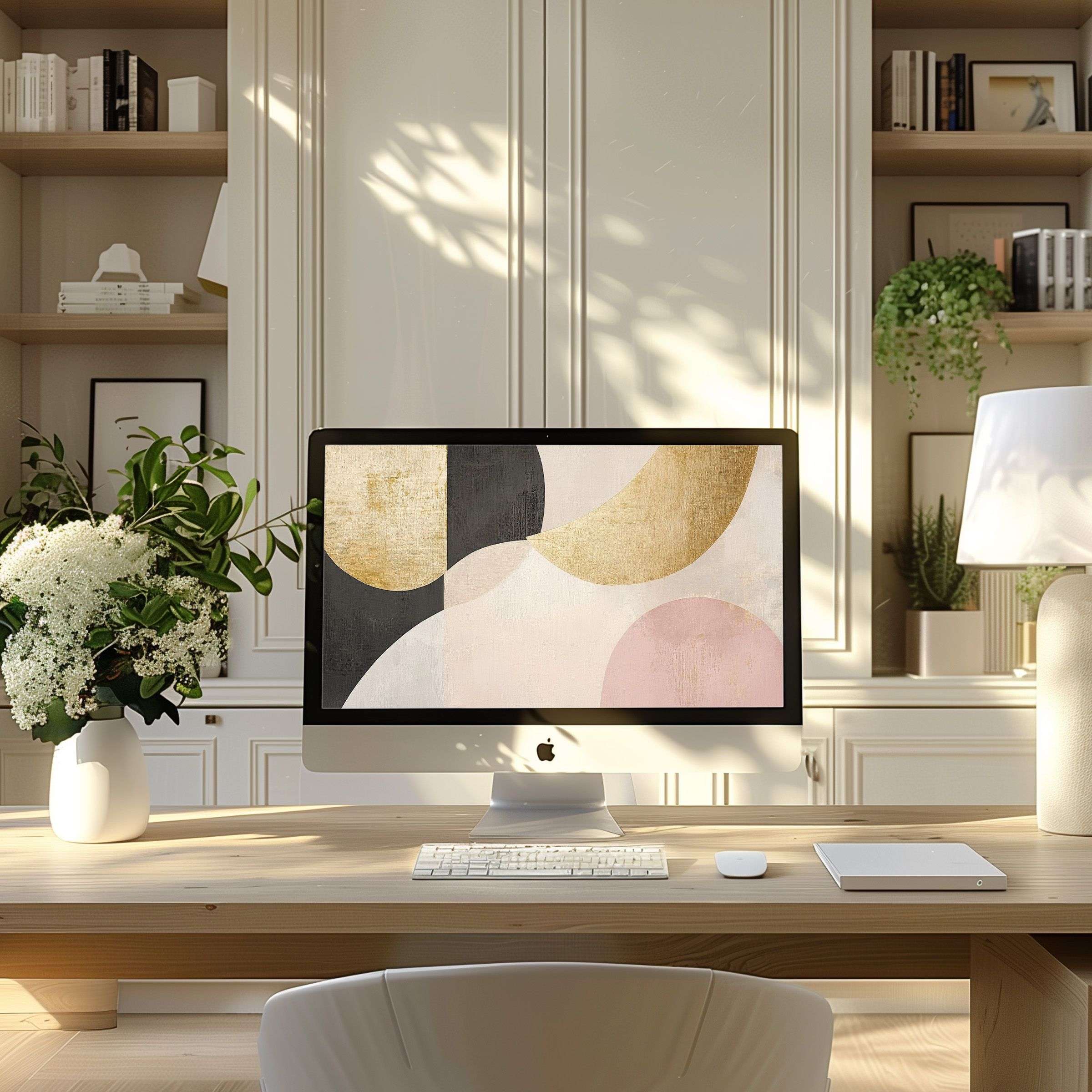 Inspire calm and elegance with this abstract wallpaper for computer screens, perfect for PC and laptop use in modern home offices