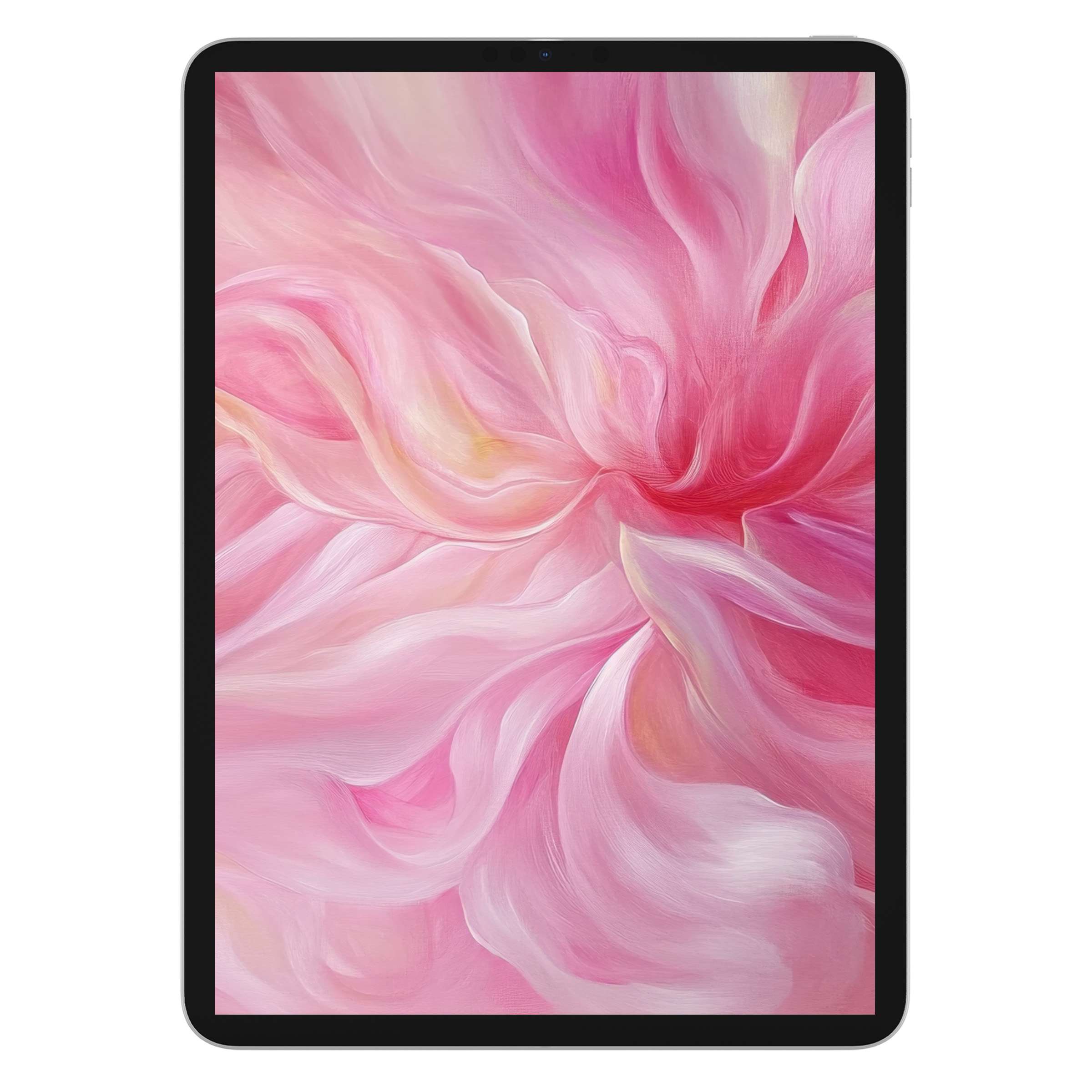 Elegant abstract iPad wallpaper with pink floral swirls as a soothing digital download background for tablets and mobile devices