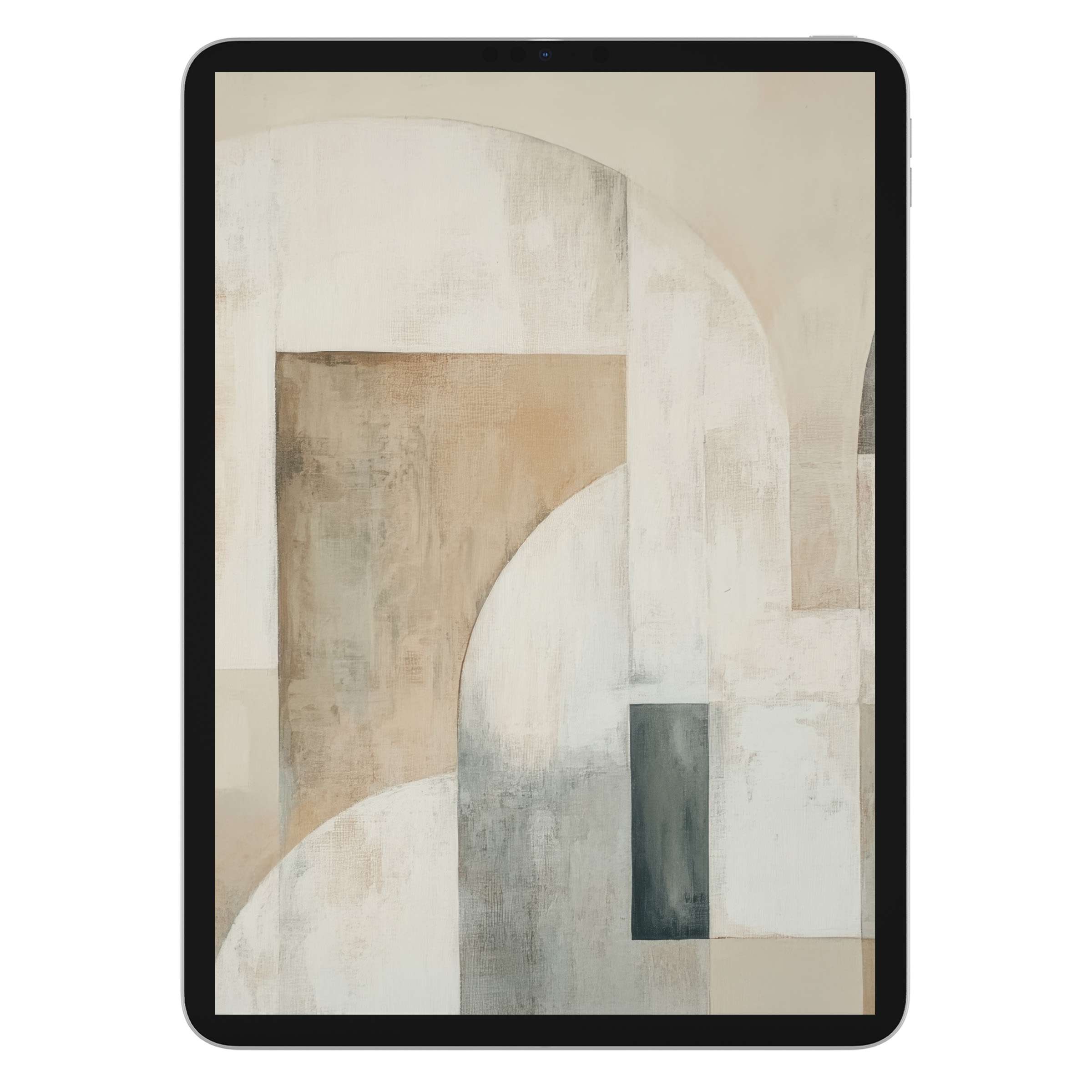 Abstract iPad wallpaper in soothing earth tones with geometric forms for a serene tablet background digital download suitable for any device