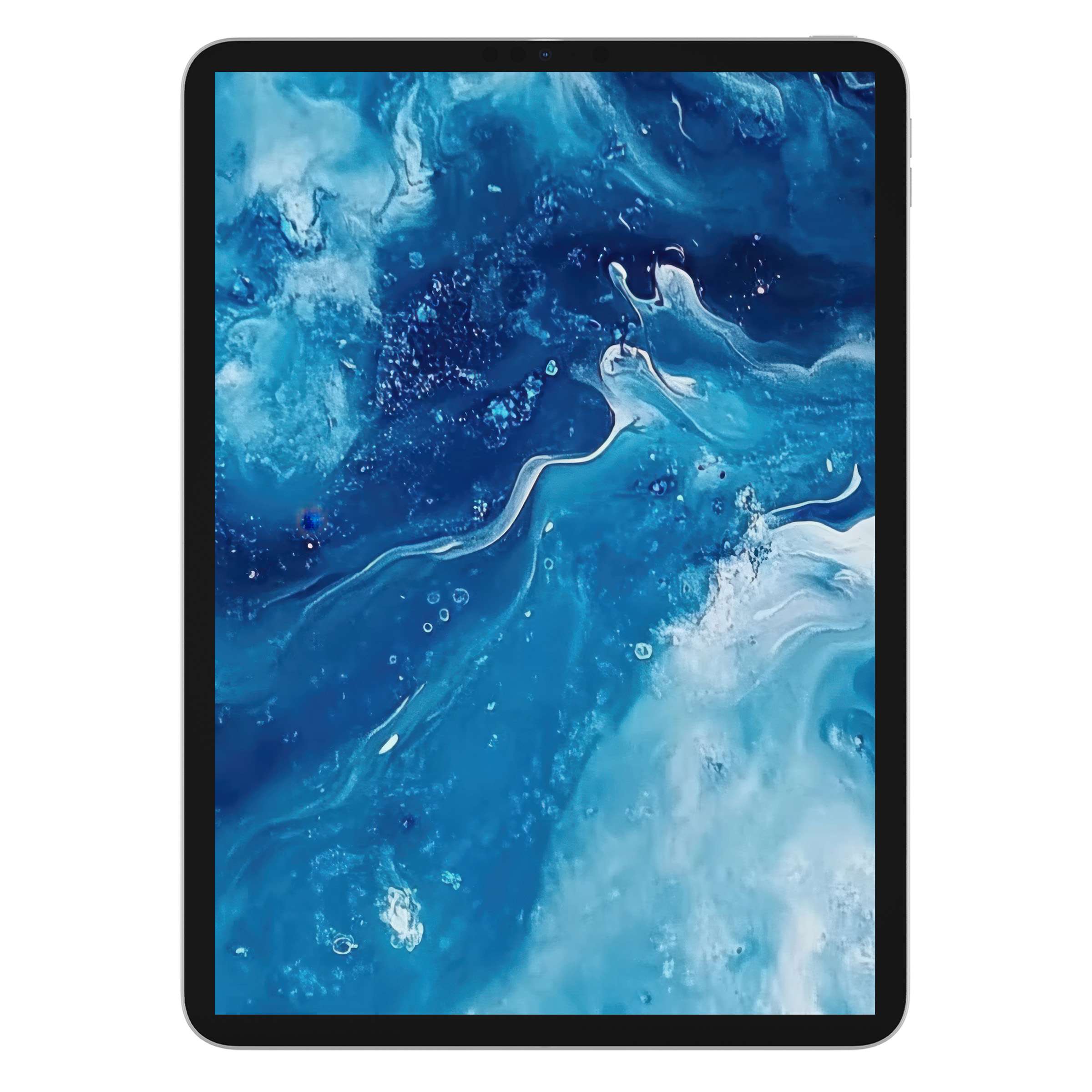 Elegant abstract iPad wallpaper digital download with soothing blue and white swirls; ideal artistic background for tablets, enhancing calm
