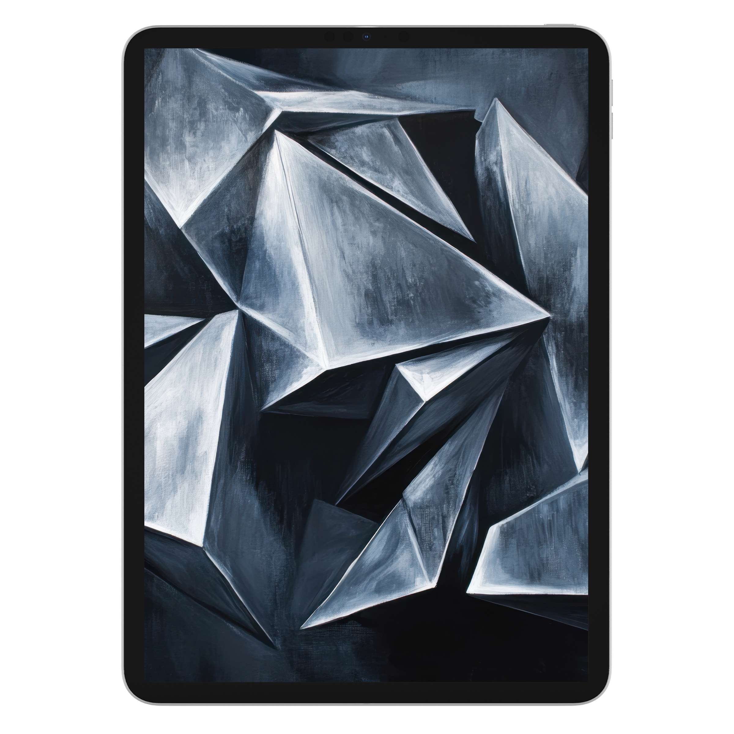 Elegant abstract iPad wallpaper with geometric silver textures creates a calming background for any tablet digital download needs