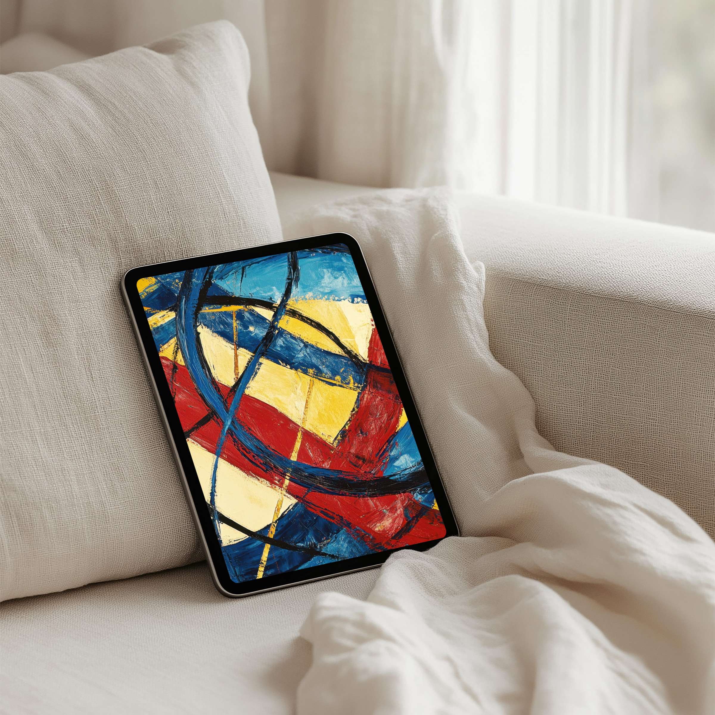 Vibrant abstract art iPad background for instant download adds elegance to any tablet, inspiring calm and mindfulness in your space