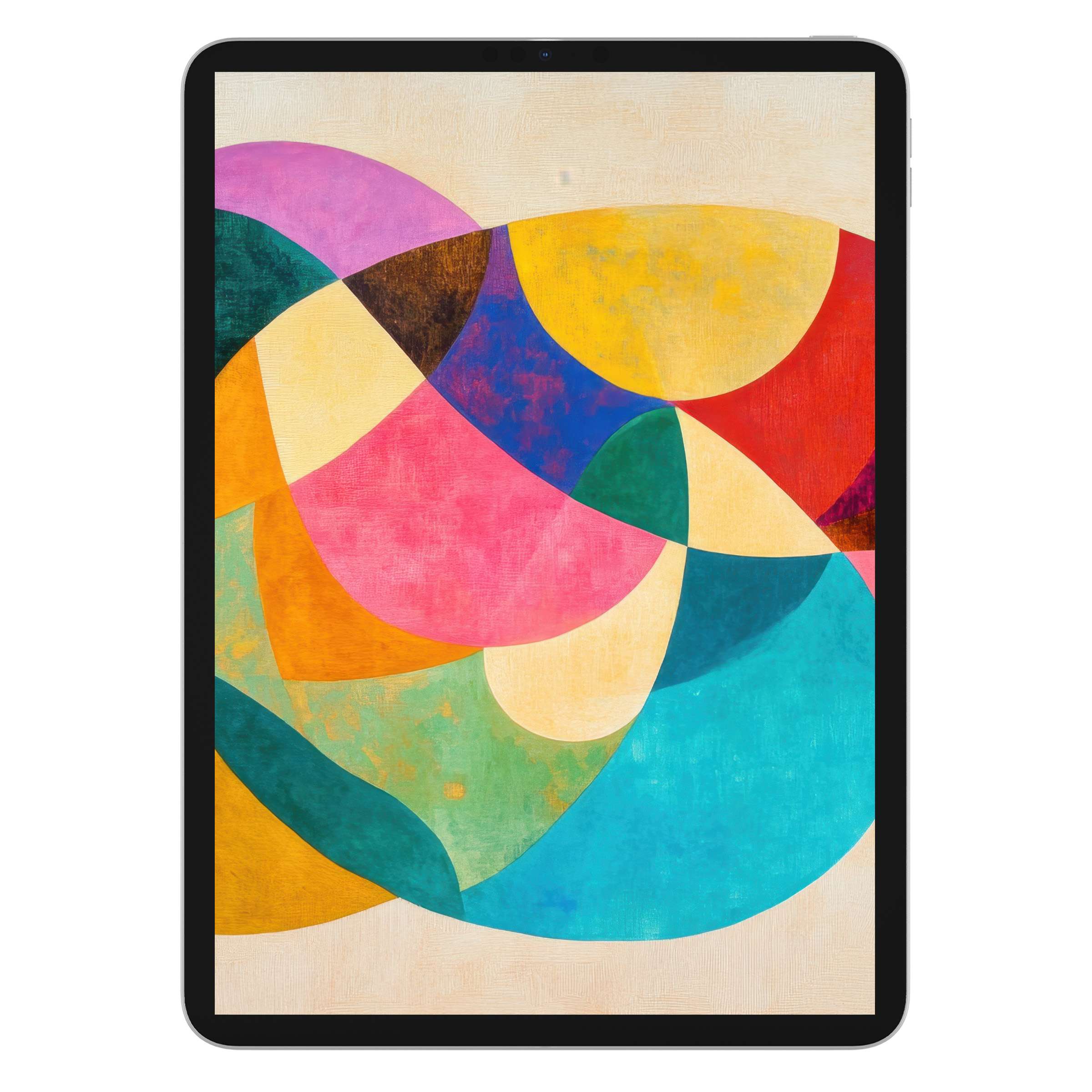 Vibrant abstract iPad wallpaper with colorful geometric patterns, perfect digital download for tablet background and calming design