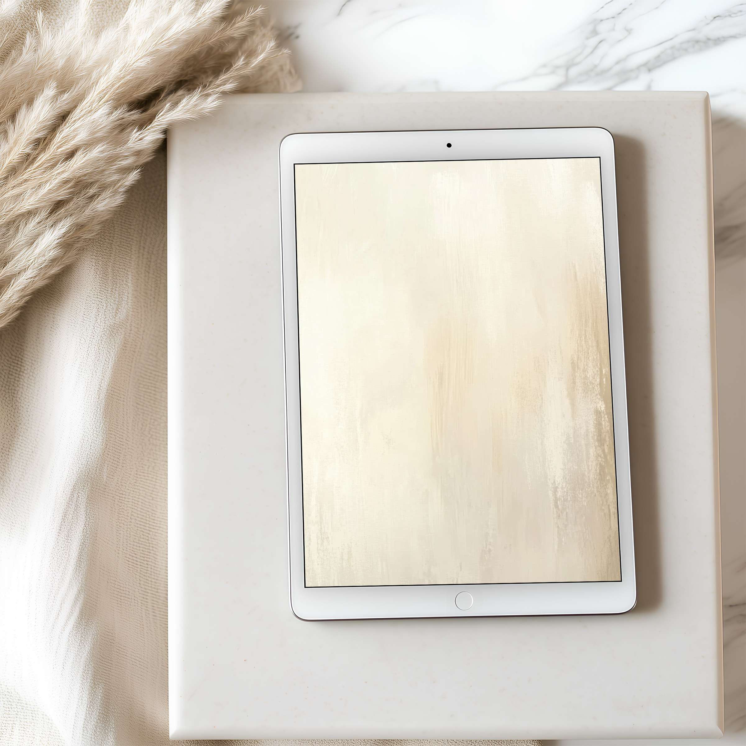Elegant tablet wallpaper featuring a serene beige abstract design, perfect for high-resolution iPad downloads and Android tablets
