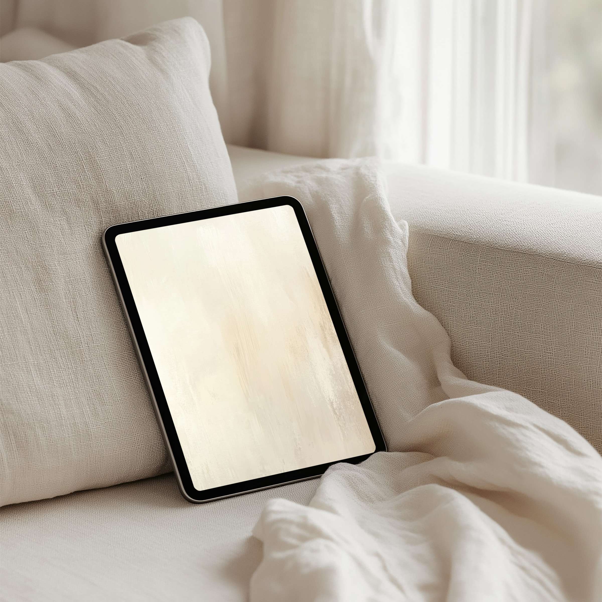 Elegant iPad background with soft beige textures evokes calm and inspiration instant download for all tablet types