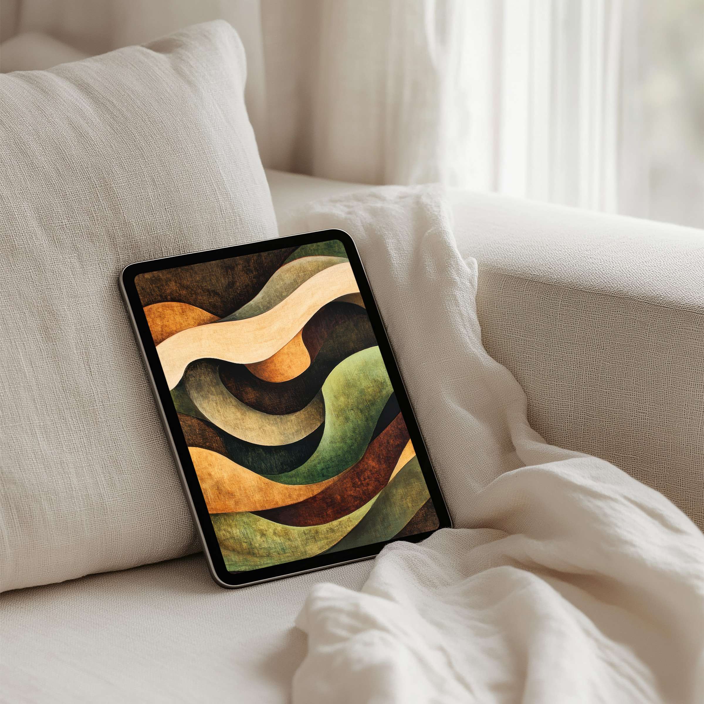 Inspired by earthy toned abstract art, this iPad background offers an instant download for your tablet creating serene elegance