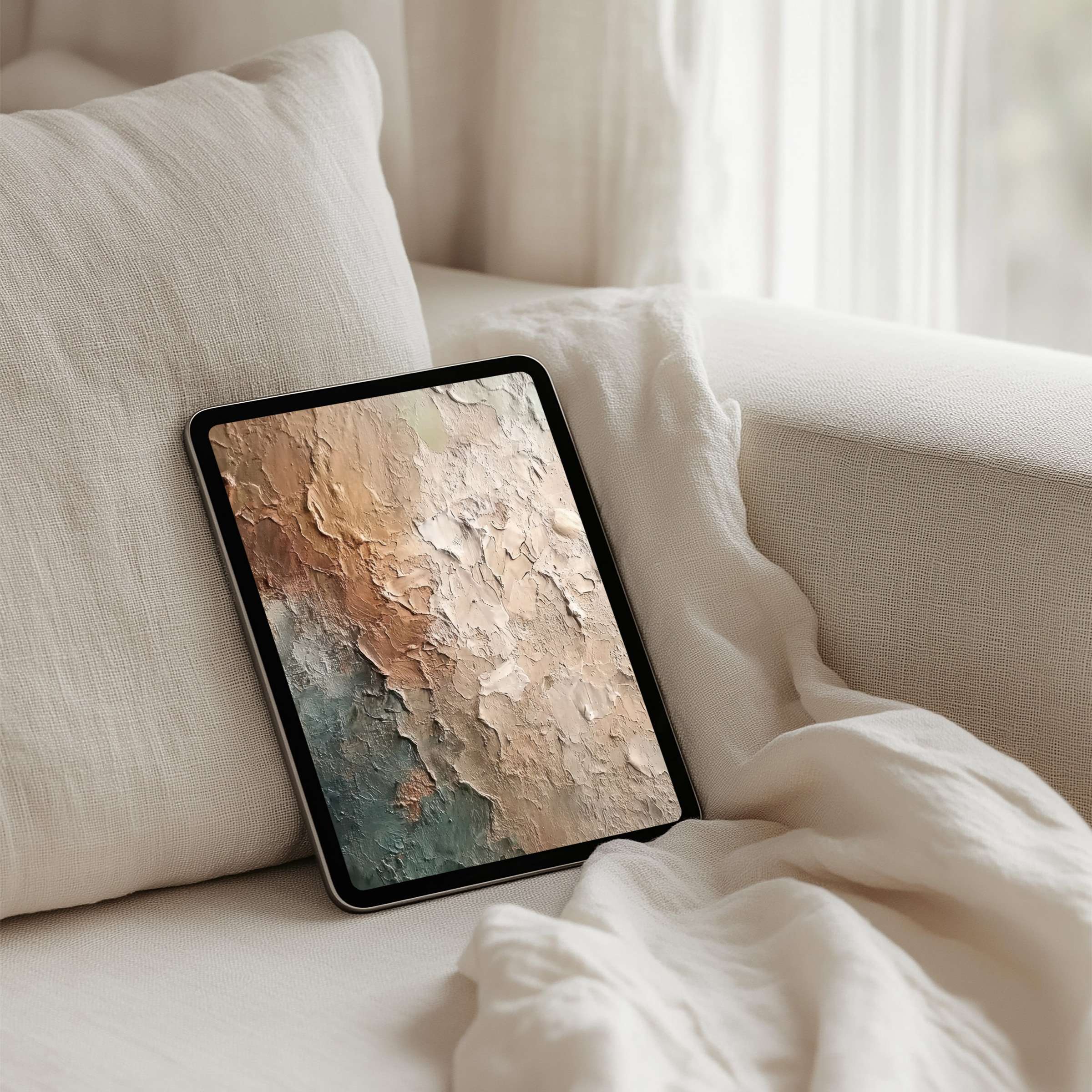 Calming textured iPad background in soft earthy tones offers instant download for tablet users seeking elegance and mindfulness
