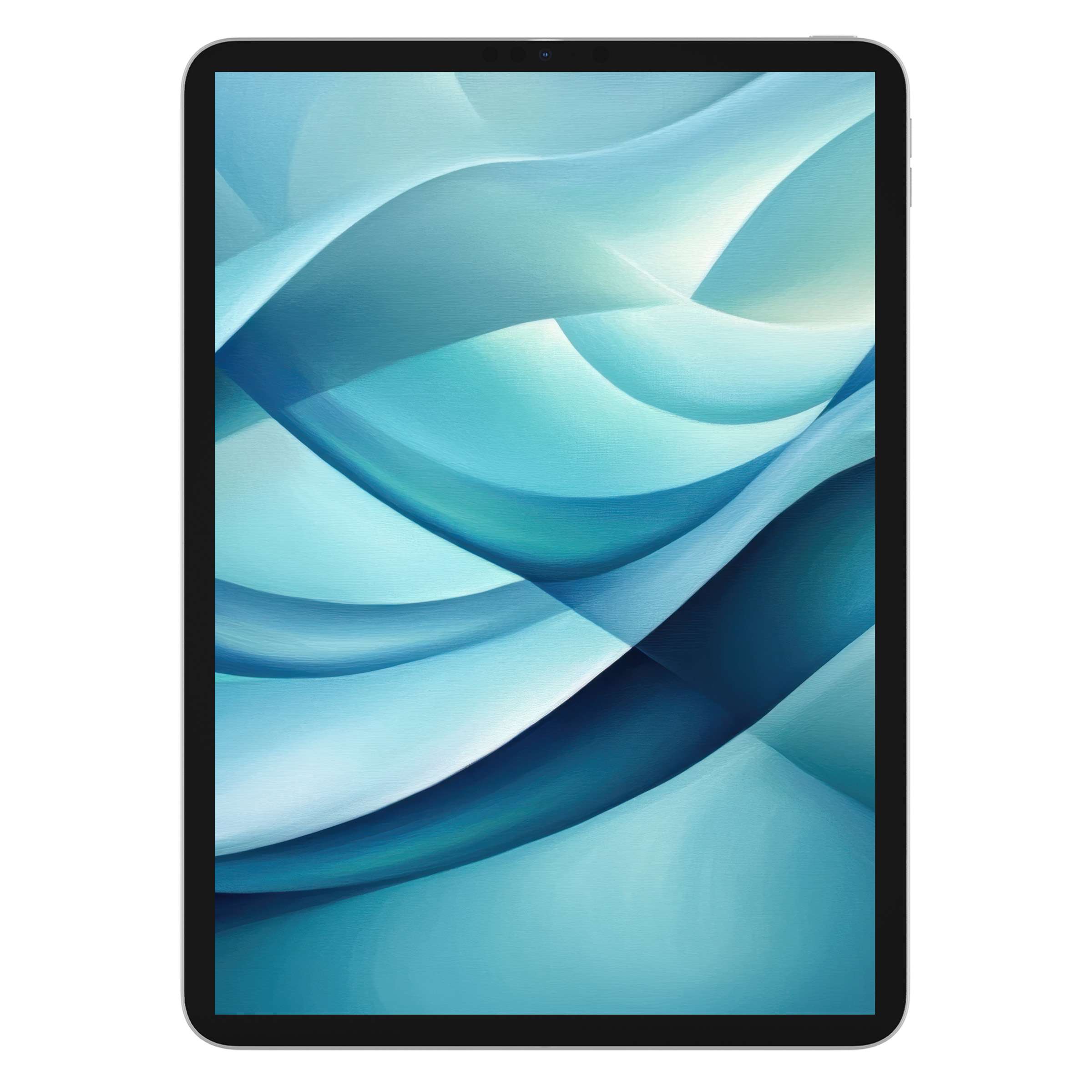 Elegant abstract iPad wallpaper in soothing aquamarine waves offers a calming digital download background for tablet users