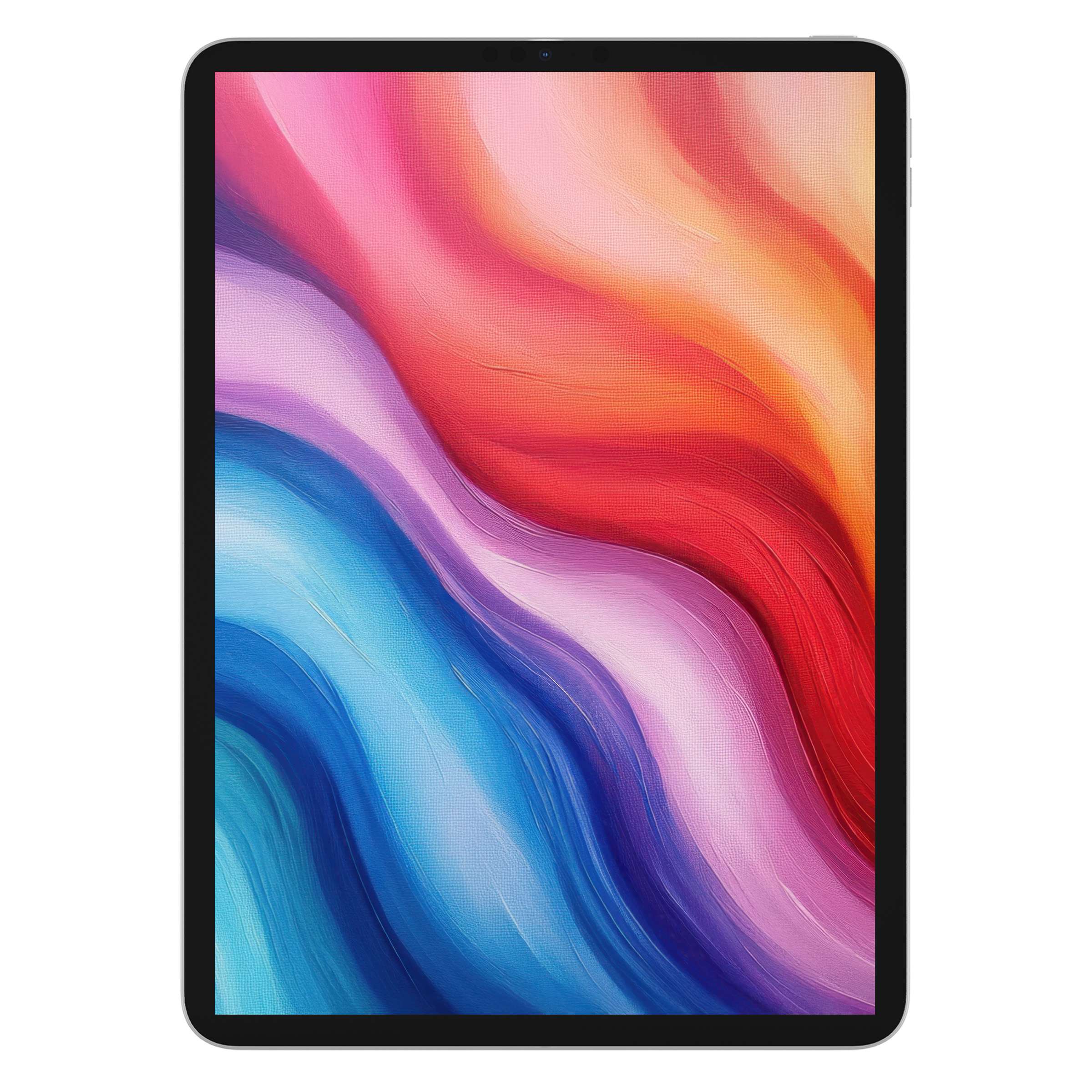 Vibrant abstract iPad wallpaper in red, blue, and pink waves for tablet background digital download enhances elegance and calm