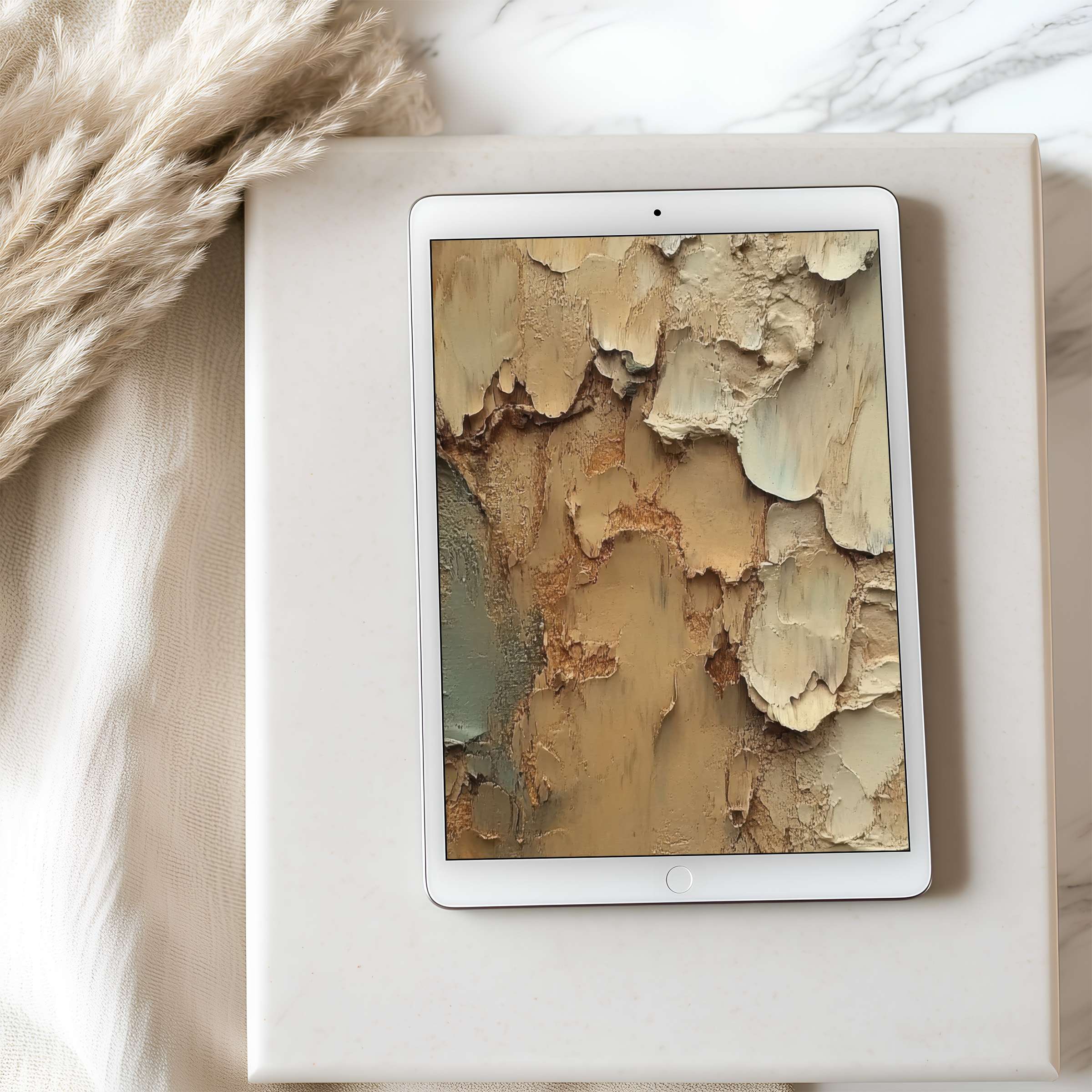 Elegant tablet wallpaper featuring earthy abstract textures, perfect high-resolution digital art for iPad and Android tablet downloads