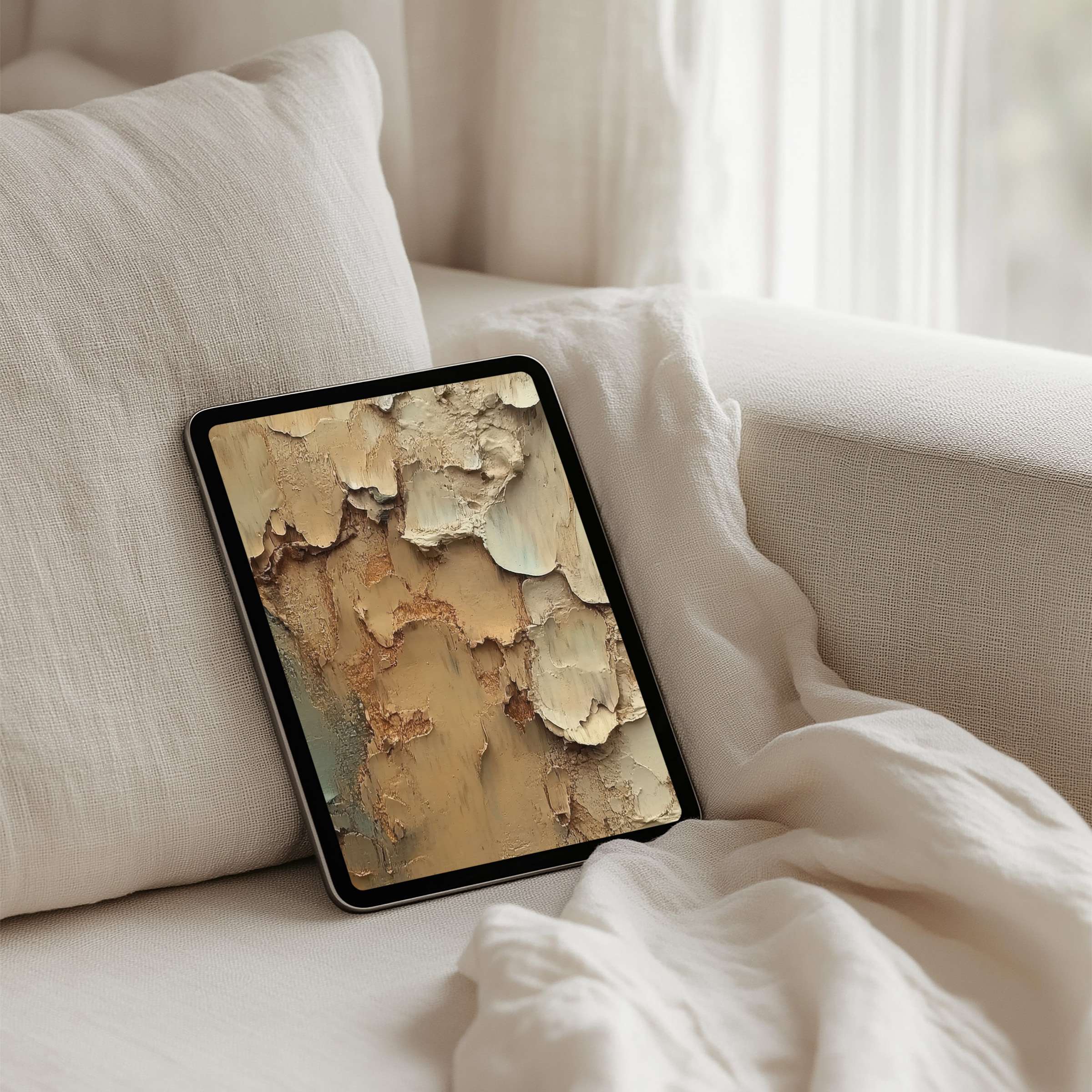 Elegant iPad background with textured earthy tones evokes calm and mindfulness perfect for instant download on any tablet