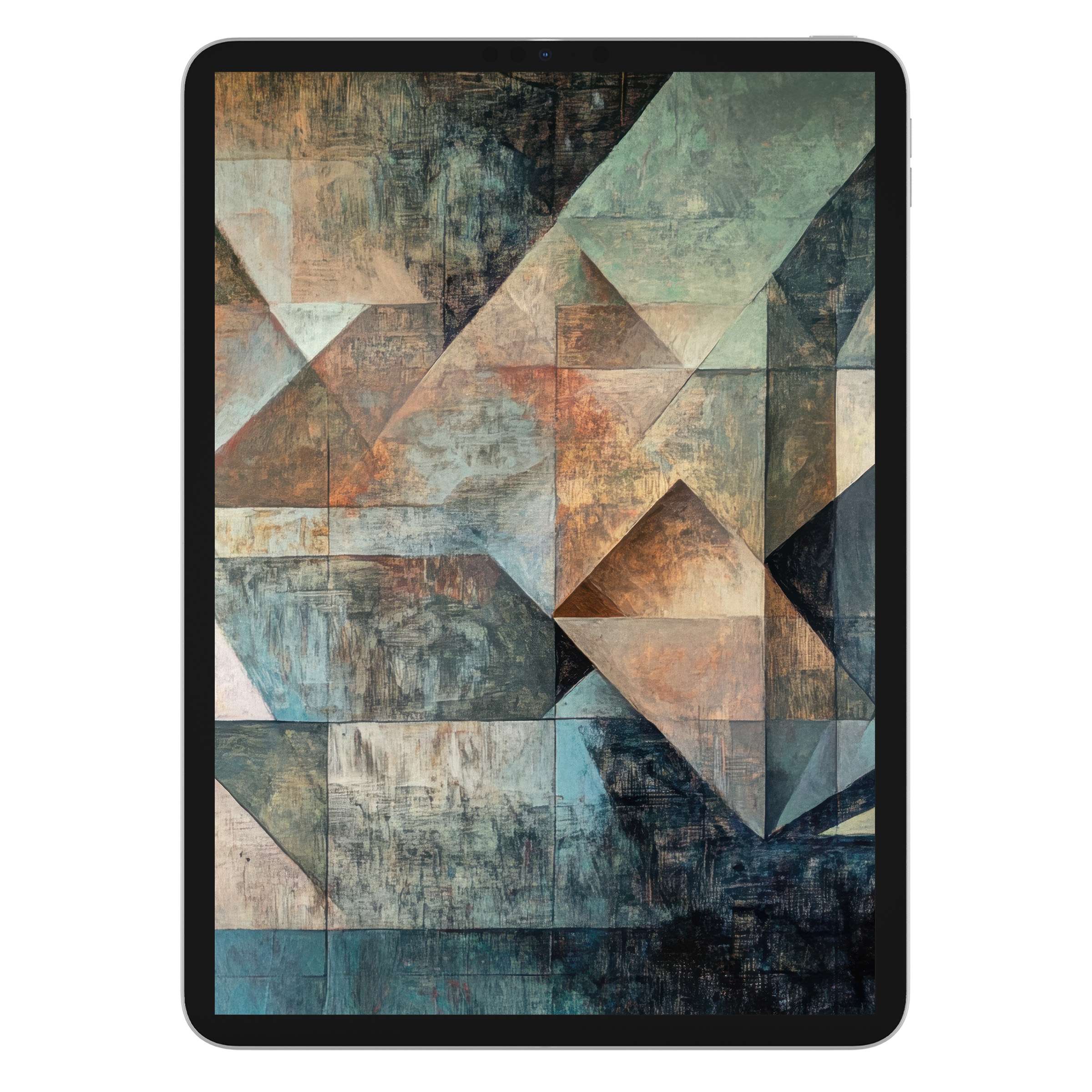 Abstract iPad wallpaper offers a serene digital download, blending muted earth tones and geometric textures for tablet backgrounds