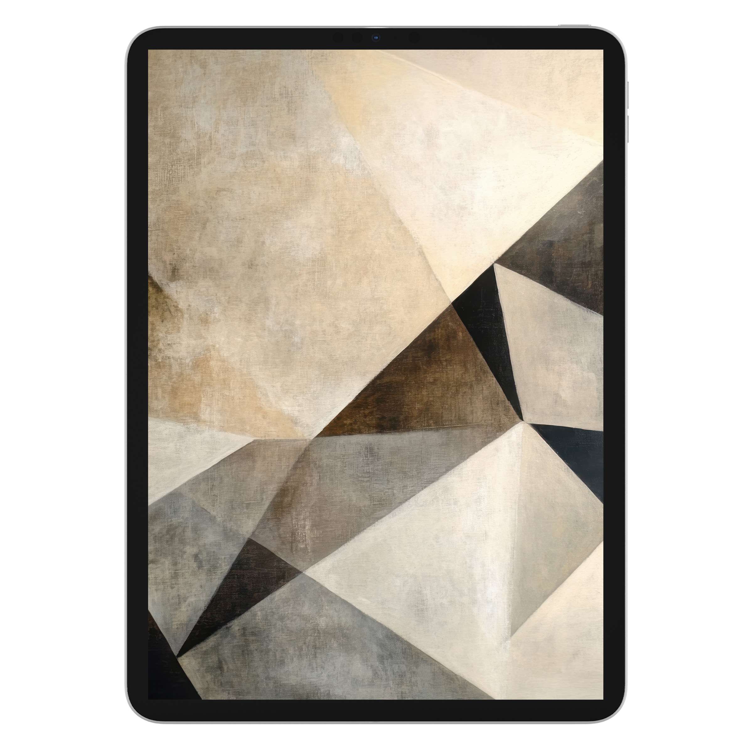 Elegant abstract iPad wallpaper with geometric textures in earthy tones offers a soothing digital download for tablet background
