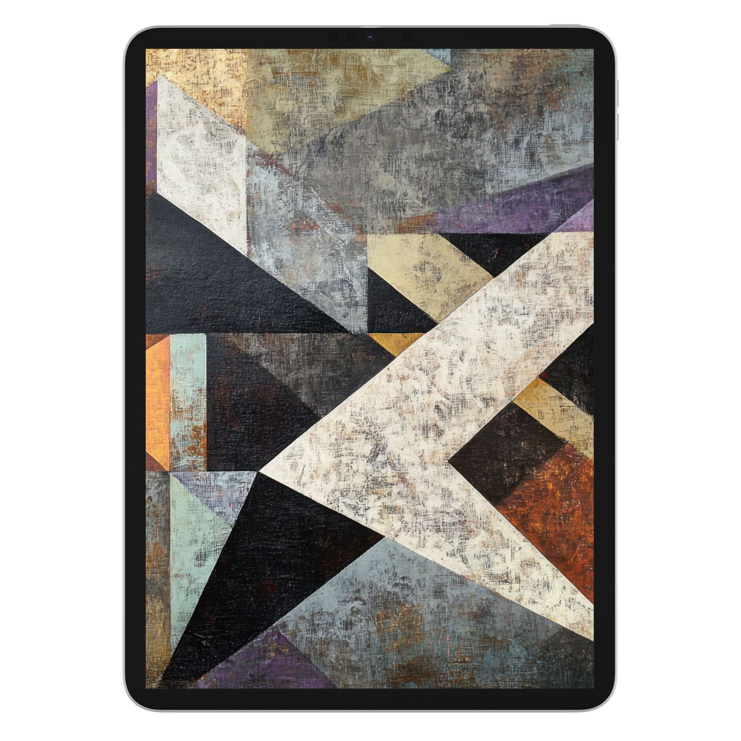 Geometric abstract iPad wallpaper with earthy tones creates a serene background for any tablet, available as a digital download