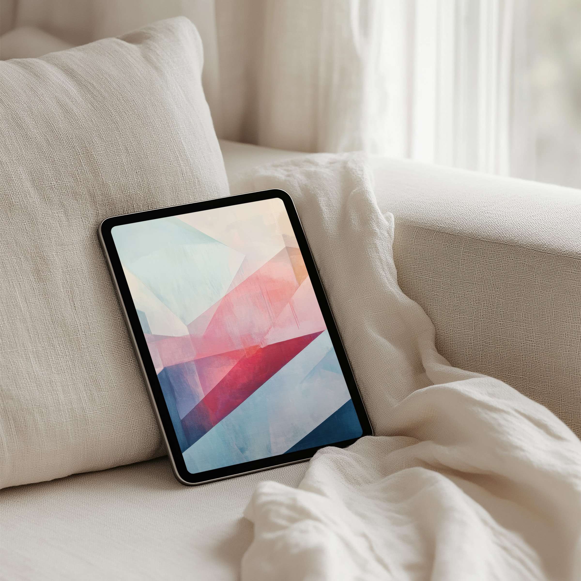 Elegant abstract iPad background with pastel geometry evokes calm and inspiration perfect for instant download on any tablet