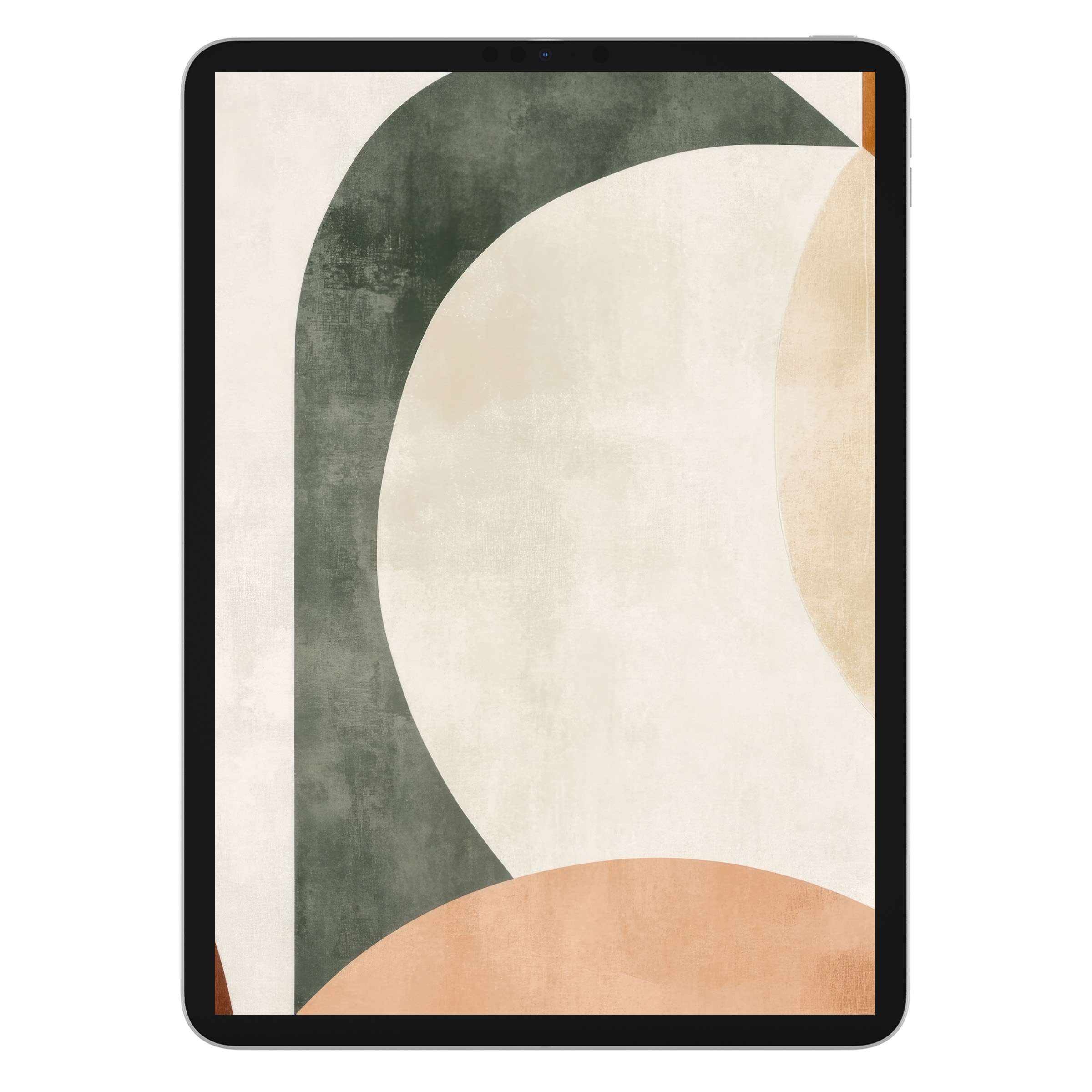 Elegant abstract iPad wallpaper featuring soft earth tones and geometric forms for a calming tablet background digital download