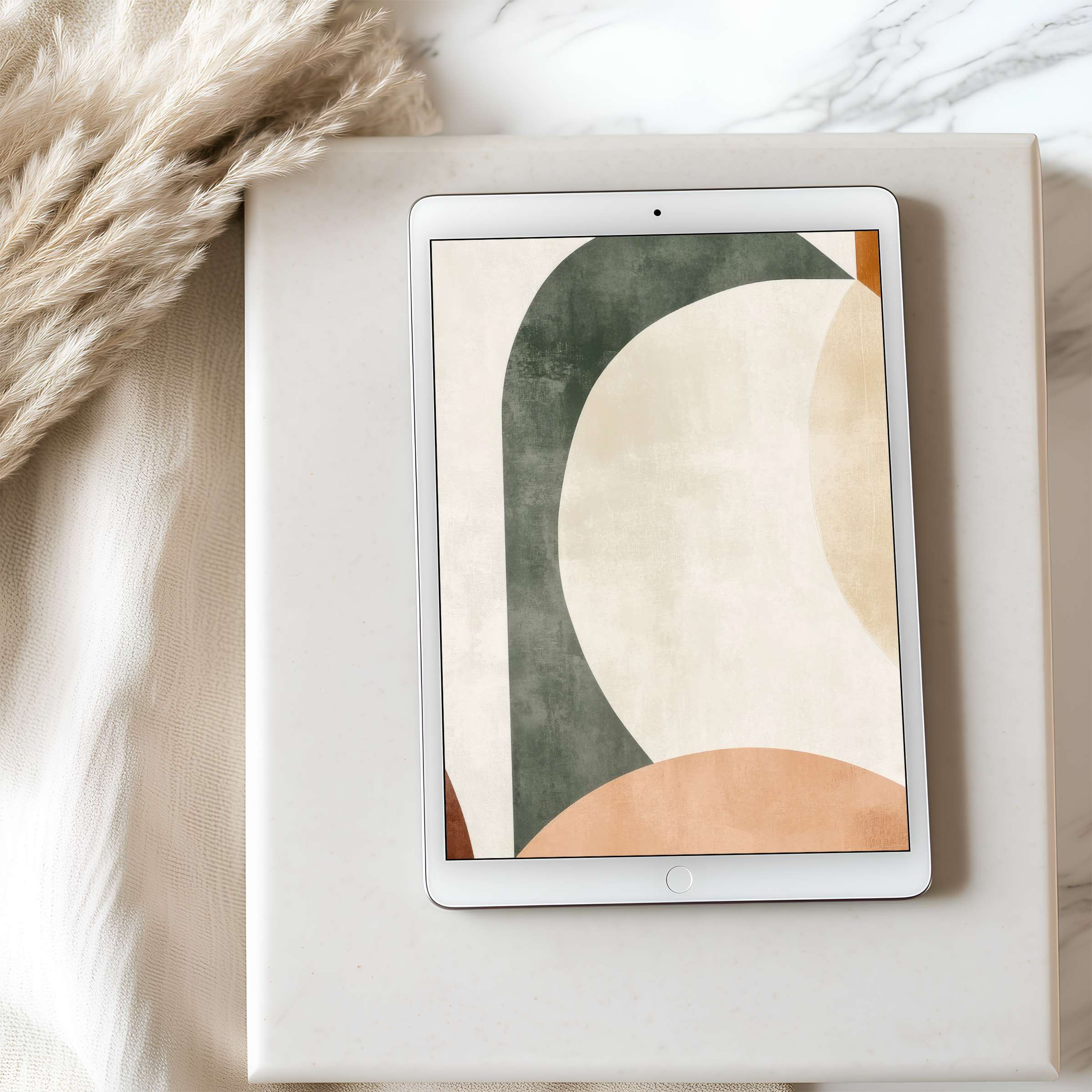 Elegant abstract tablet wallpaper in calming earth tones perfect for high-resolution downloads on iPad and Android devices