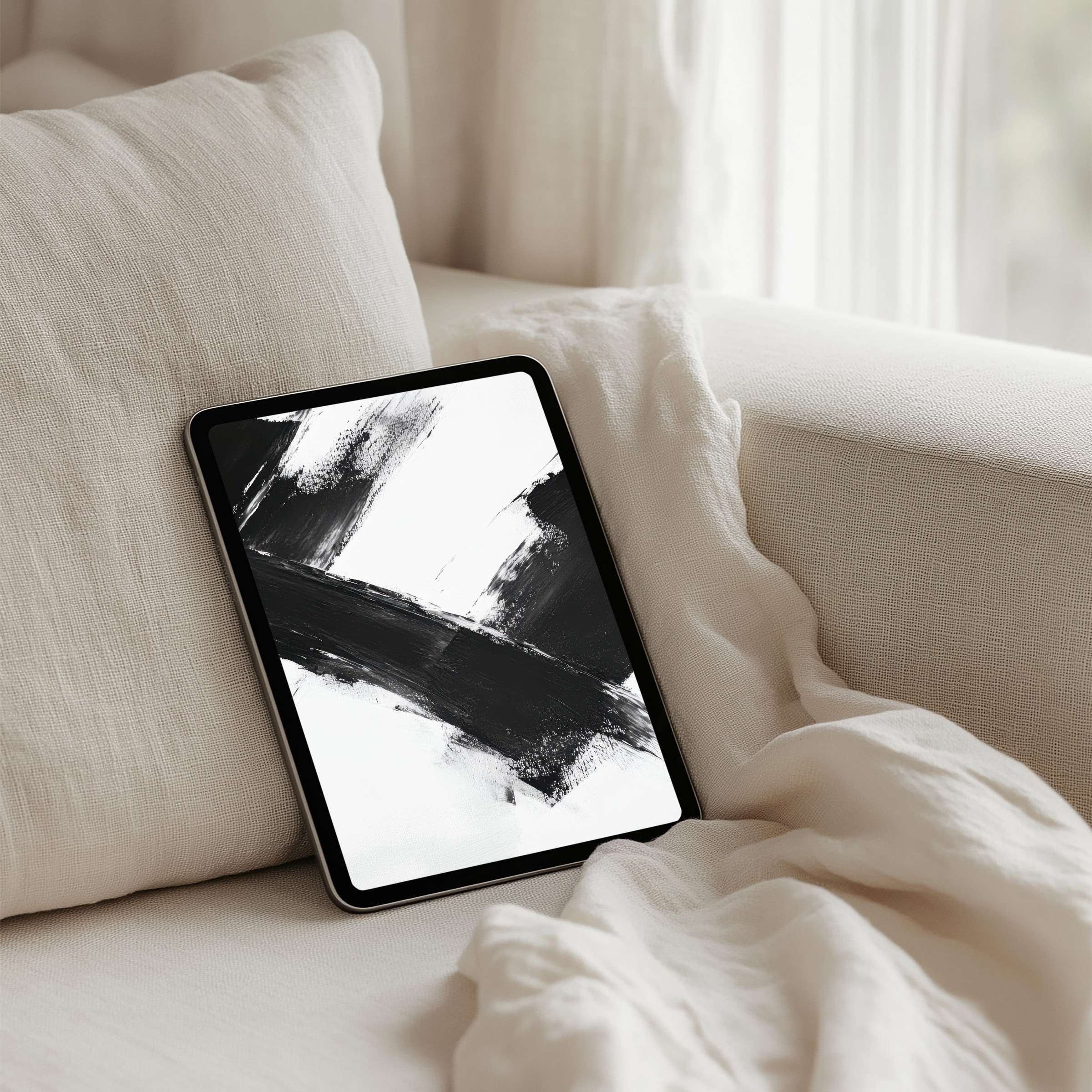 Black and white abstract iPad background exudes elegance and calm for instant download on any tablet inspiring mindful moments