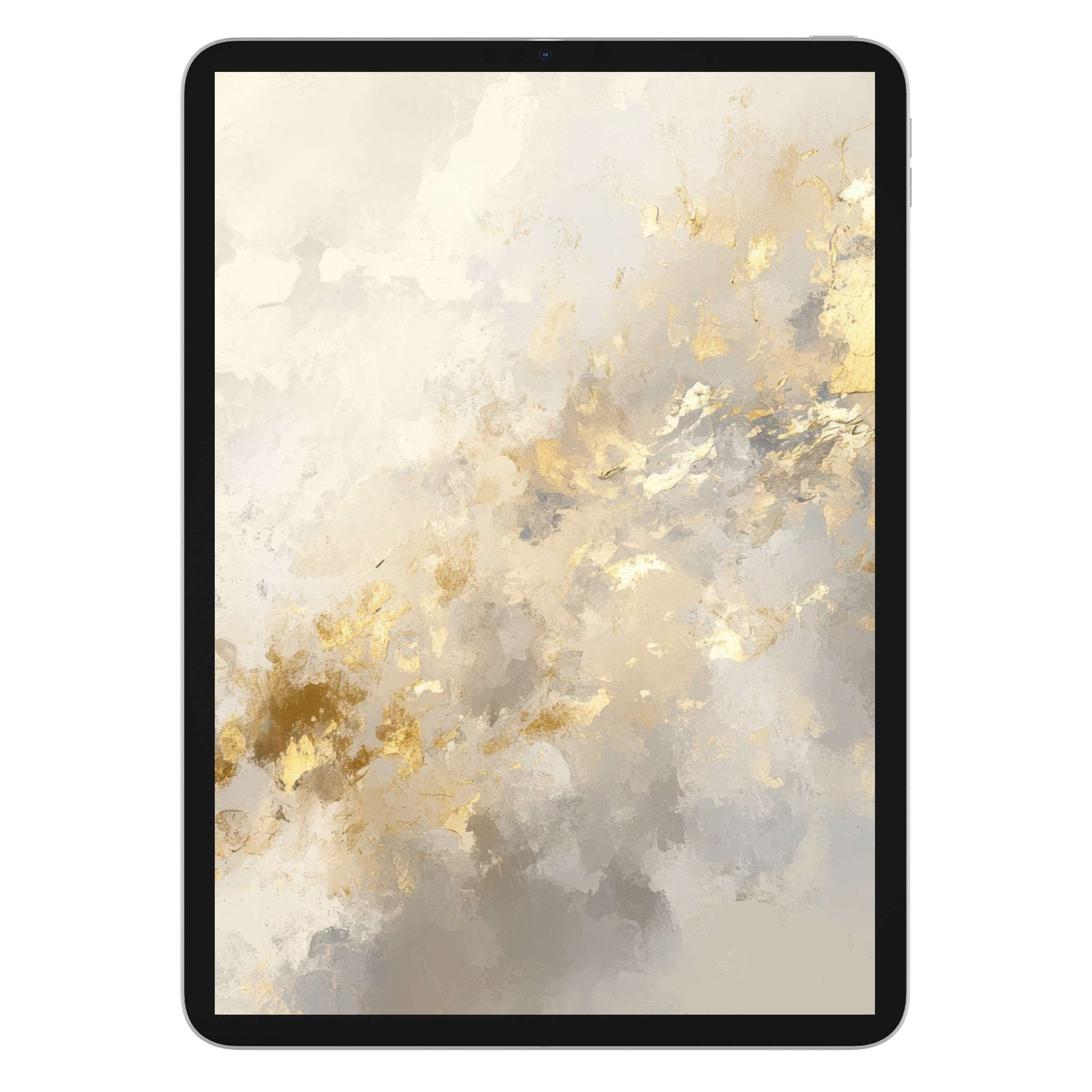 Elegant abstract iPad wallpaper features soft gold and cream textures as a serene background for digital download on any tablet