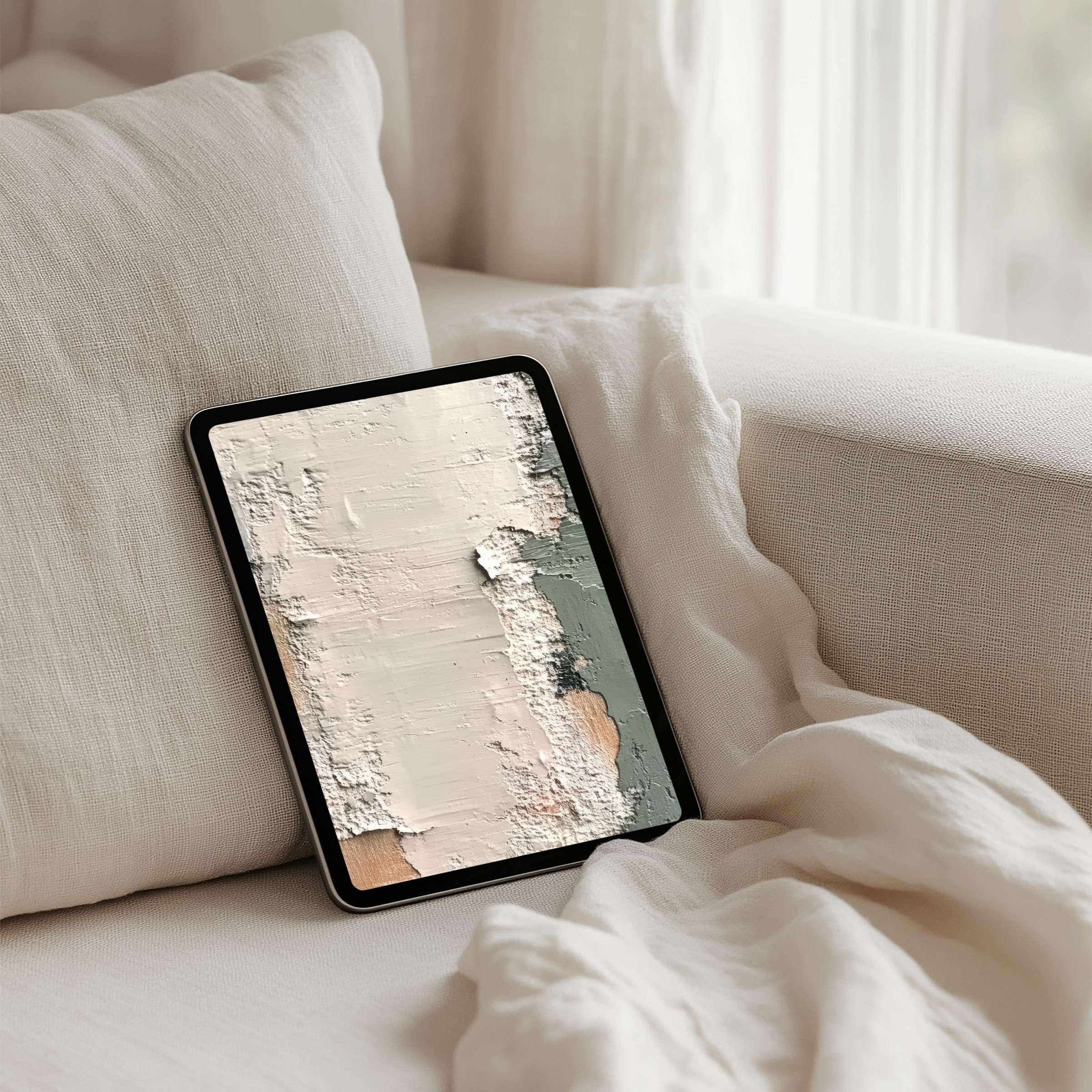 Elegant iPad background with textured abstract art for instant download on any tablet inspiring calm and mindful living